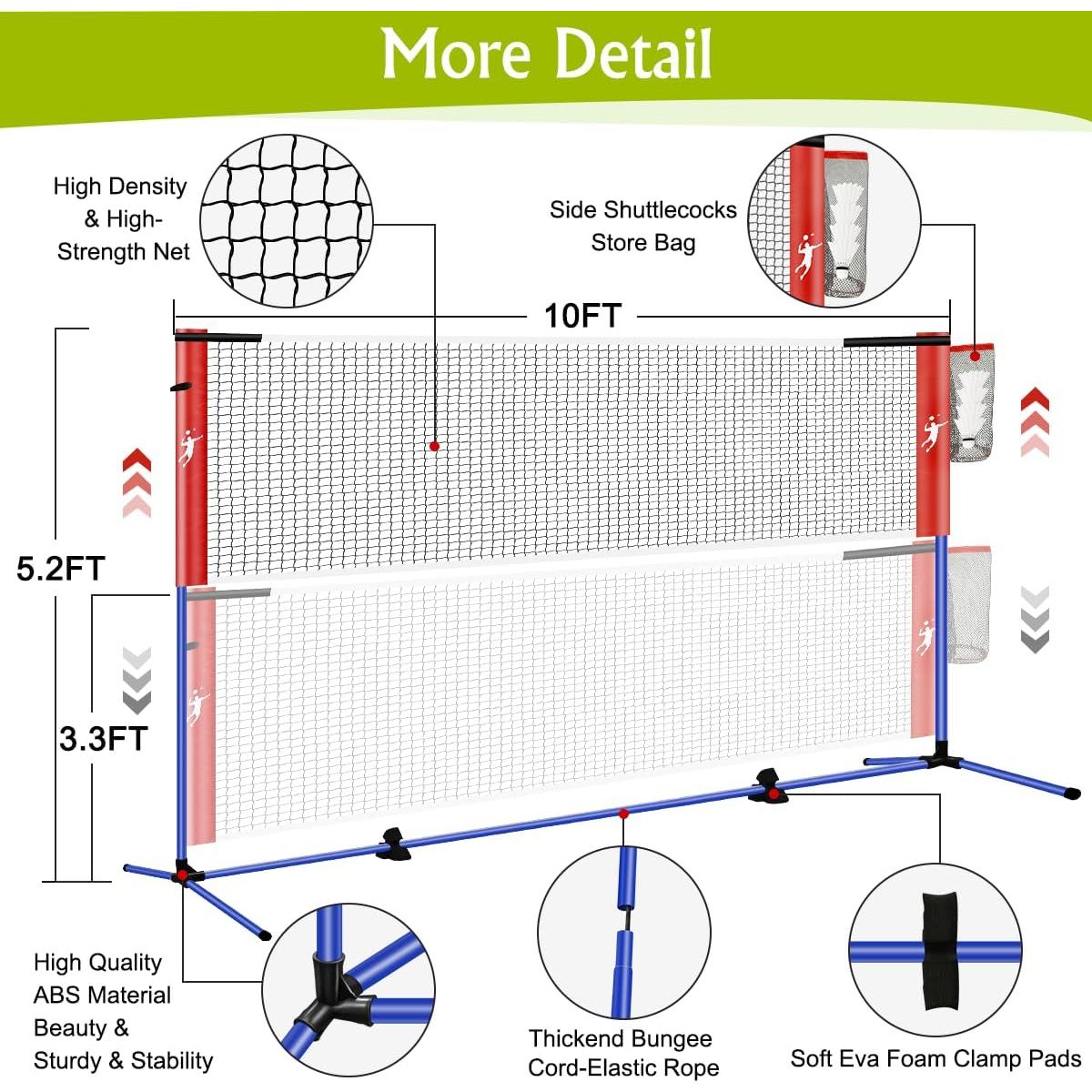 Juego de Red Ajustable KIKILIVE 3.05m para Pickleball y Badminton