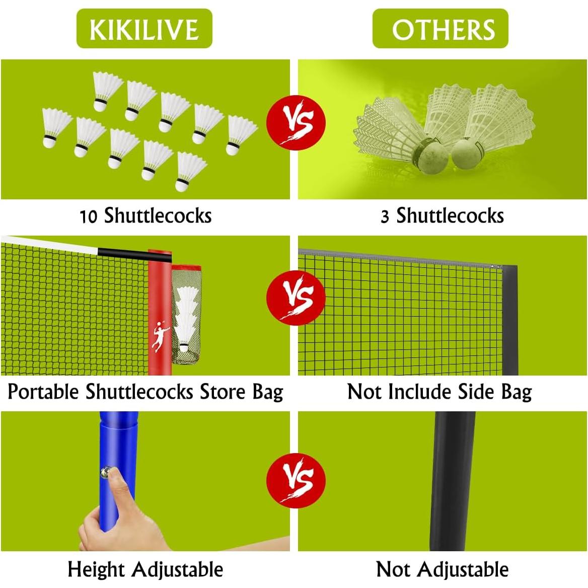 Juego de Red Ajustable KIKILIVE 3.05m para Pickleball y Badminton