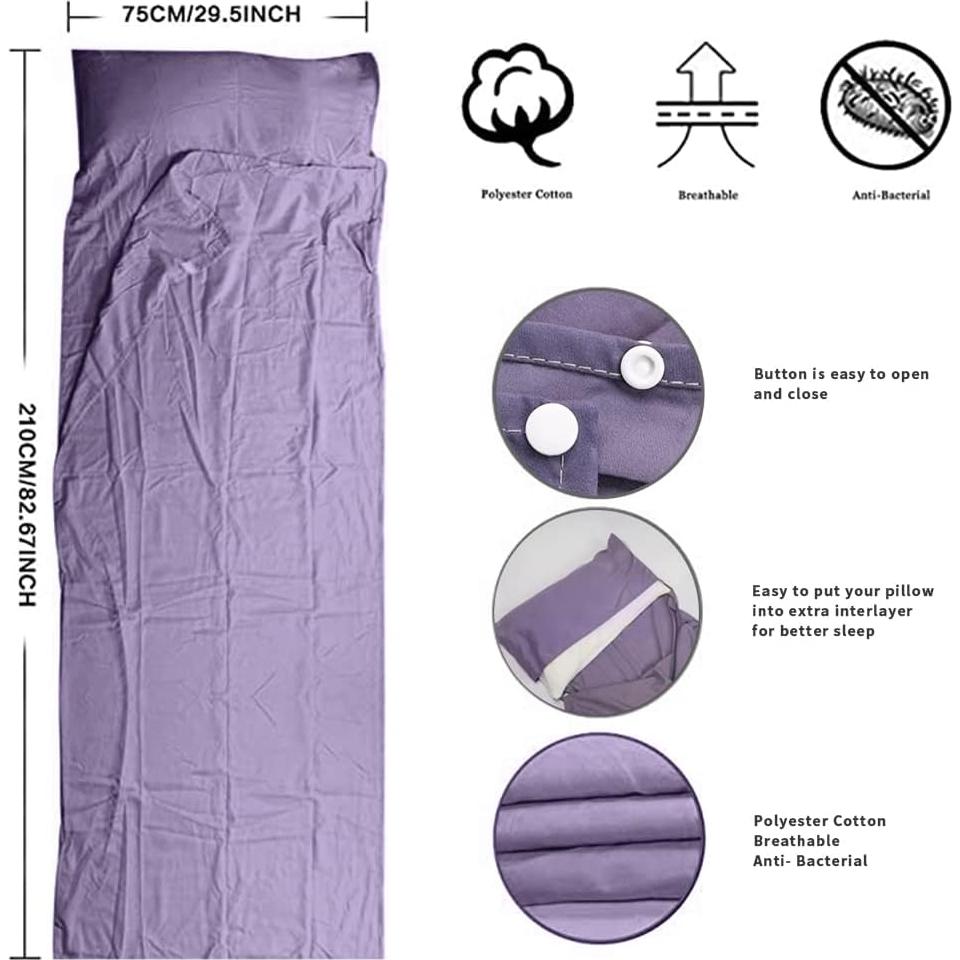 Forro de Saco de Dormir OTDEST Púrpura 208x77 cm Ligero