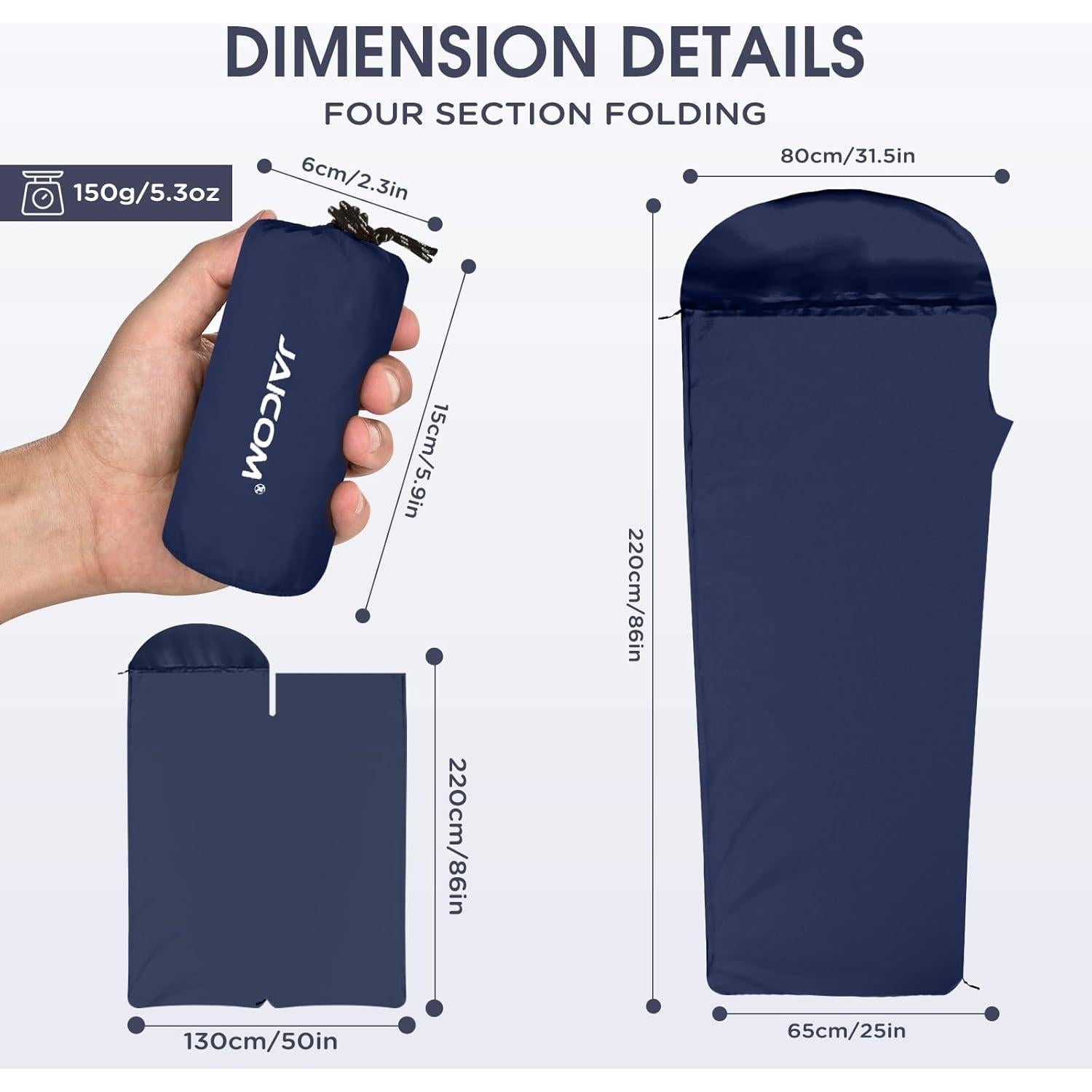 Forro de Saco de Dormir Ultraligero JAICOM 220x80 cm Azul