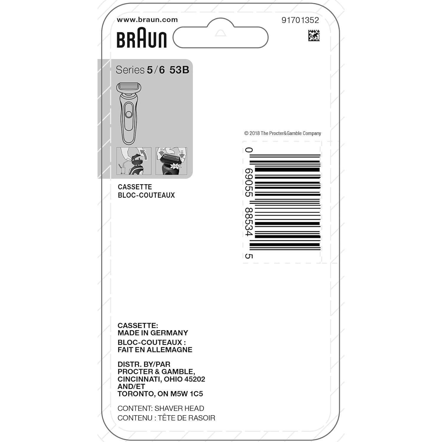 Cabezal de Afeitar Eléctrico Braun 53B para Series 5 y 6