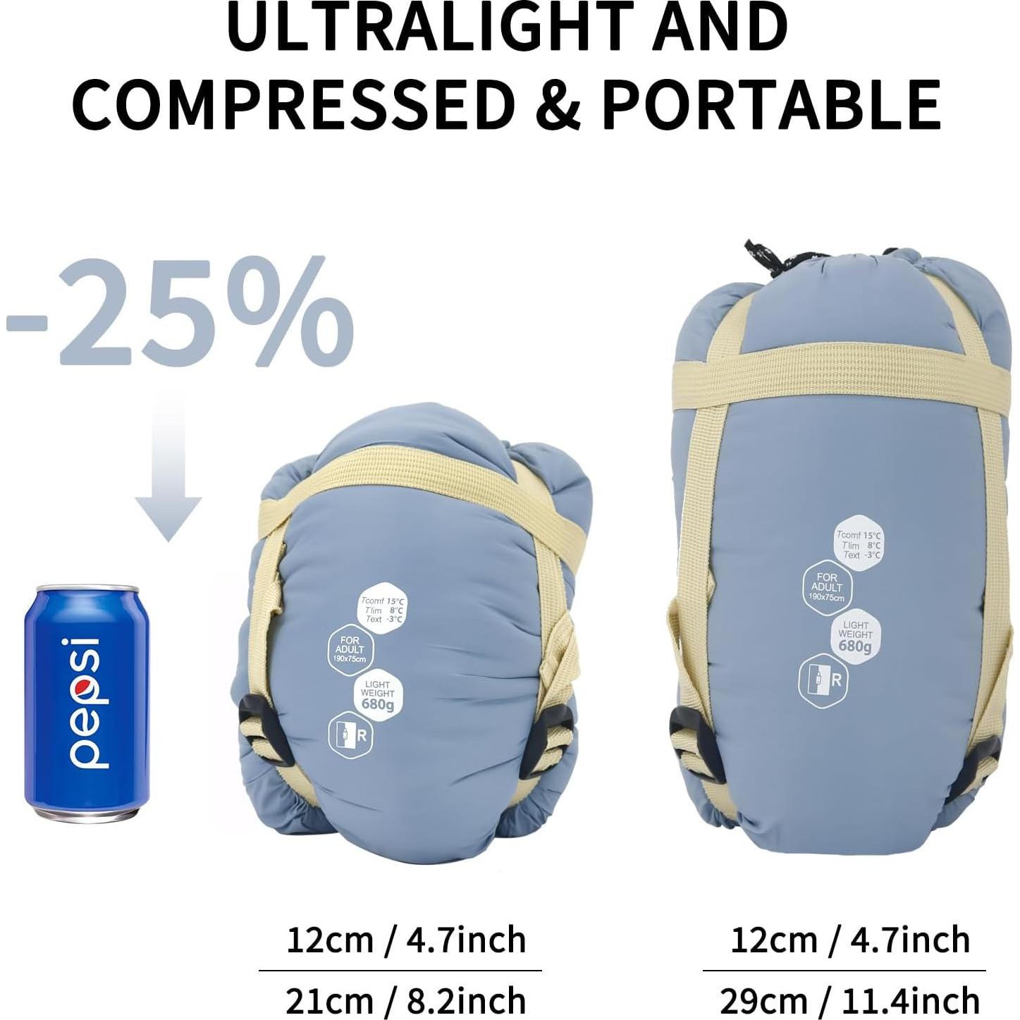 Saco de dormir ultraligero NewDoar CBG017-BlueM 10-21°C