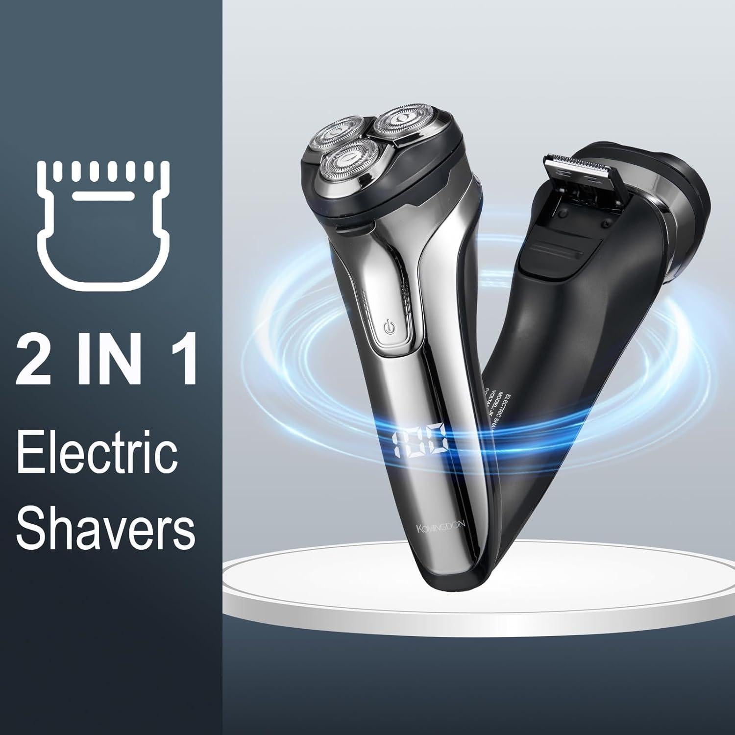 Afeitadora eléctrica KOMINGDON impermeable USB-C 4D con recortadora