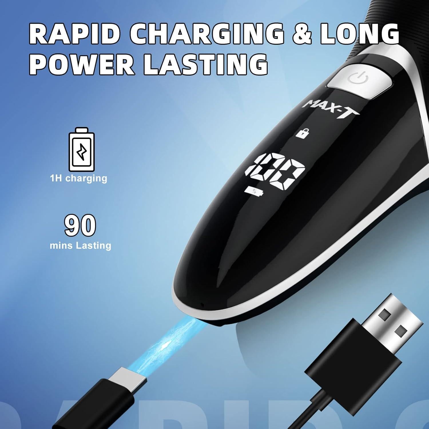 Afeitadora eléctrica MAX-T 8101 USB impermeable IPX7