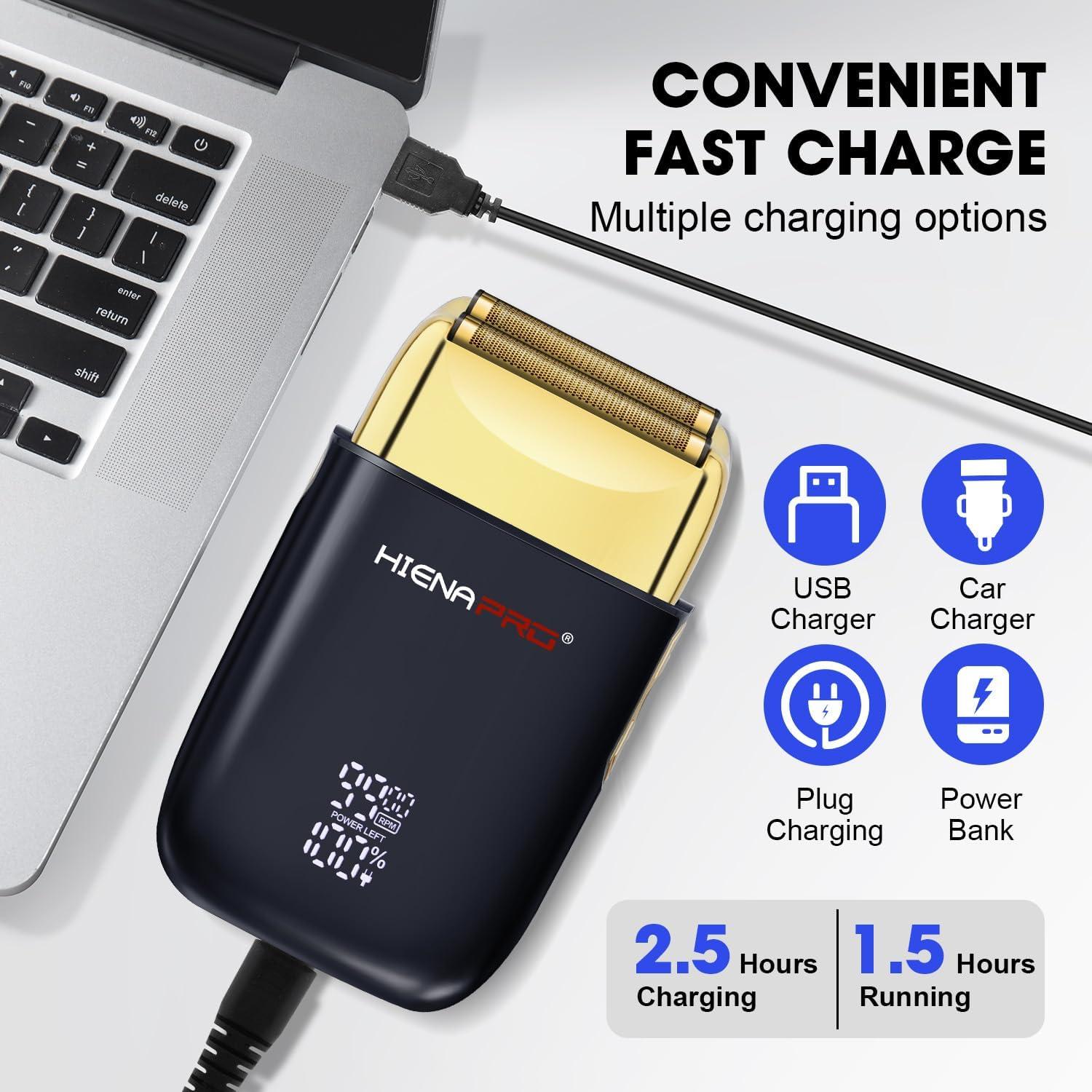 Afeitadora Eléctrica Doble de Lámina HIENA PRO HYN-809, Inalámbrica