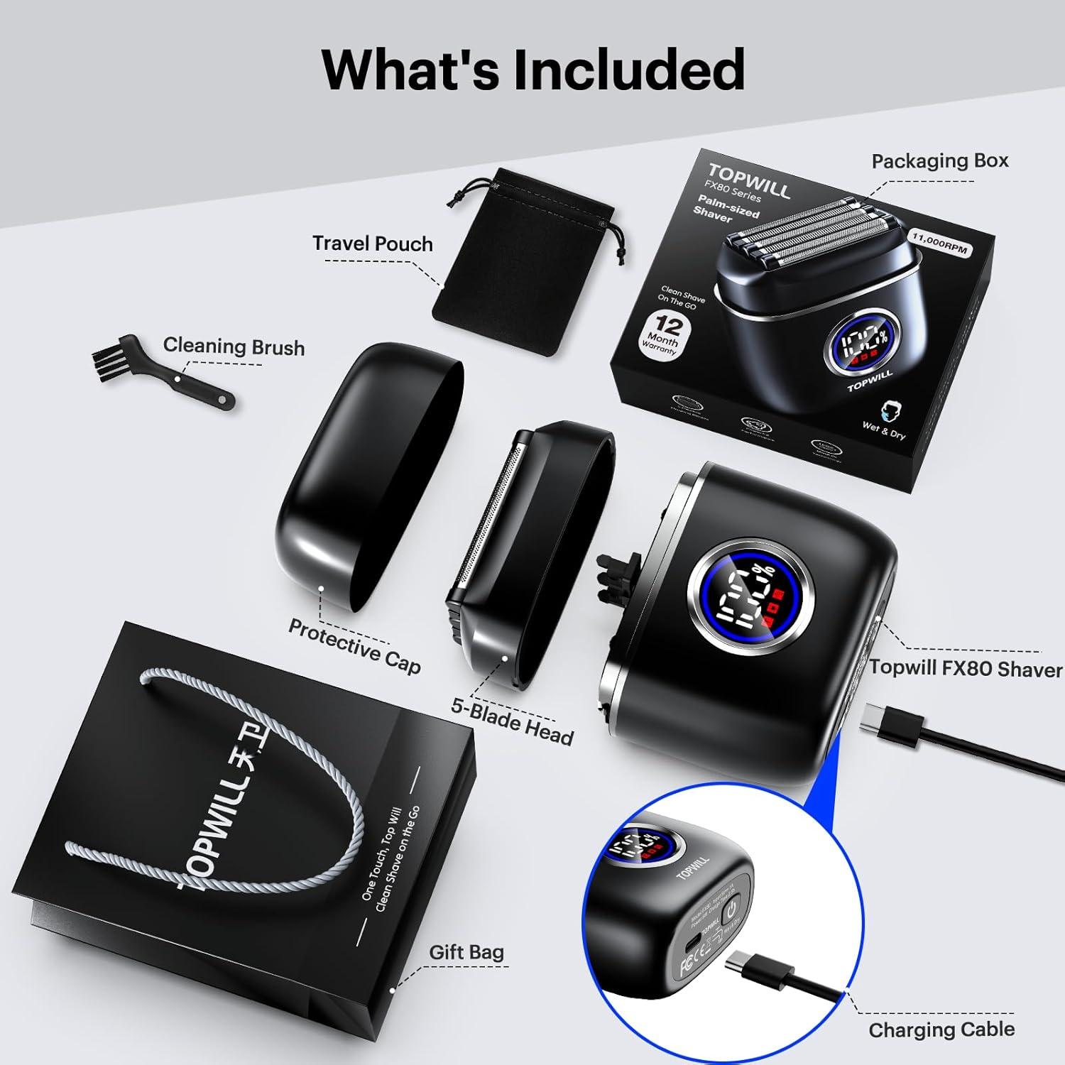 Afeitadora eléctrica TOPWILL FX80 5 cuchillas USB-C impermeable