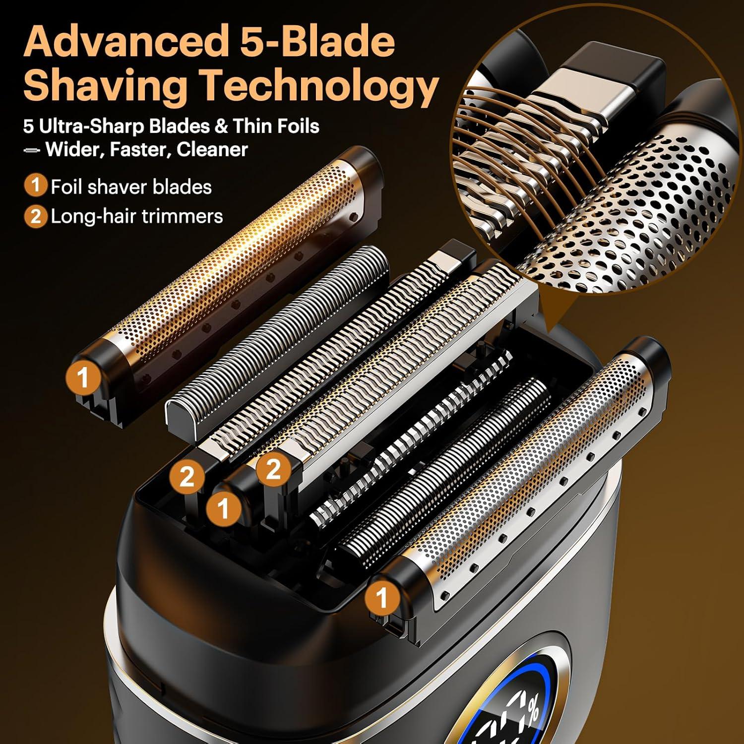 Afeitadora eléctrica TOPWILL FX80 5 cuchillas USB-C impermeable