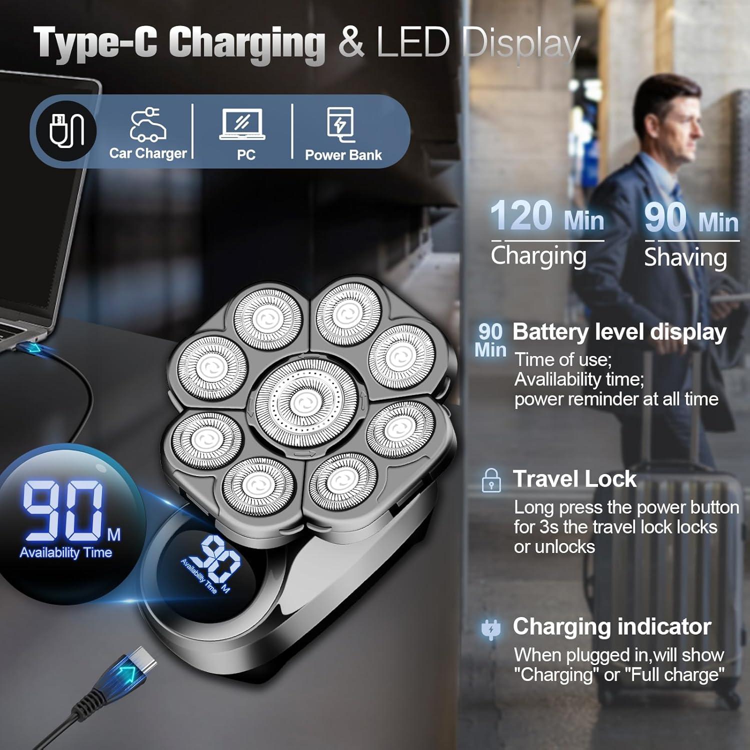 Afeitadora Eléctrica 9D Handsomemen Impermeable 5 en 1