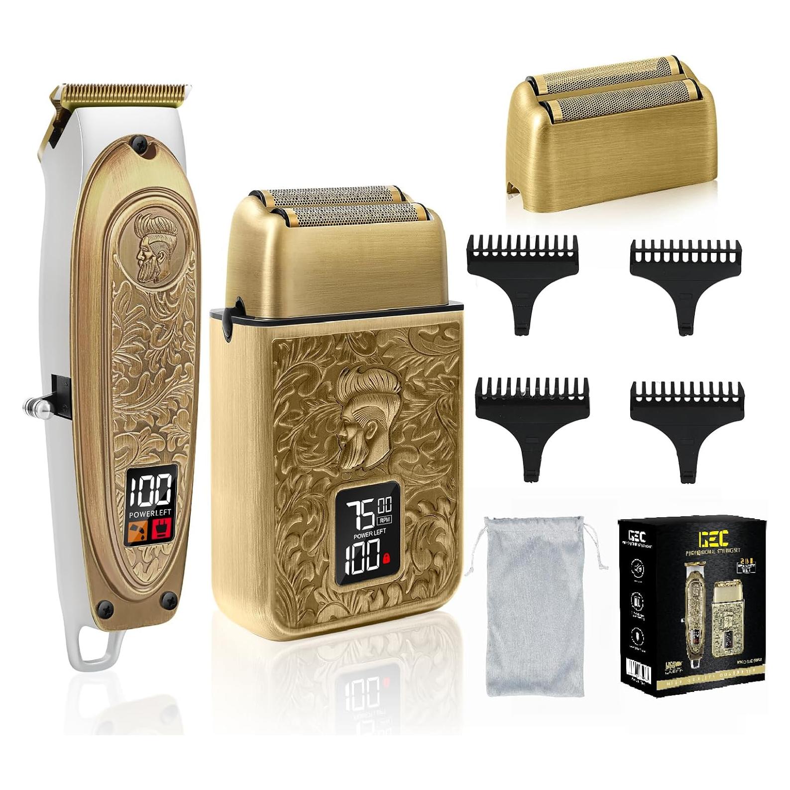 Kit de Afeitado Eléctrico Profesional GEC - 3 en 1, Cuchillas T de Titanio