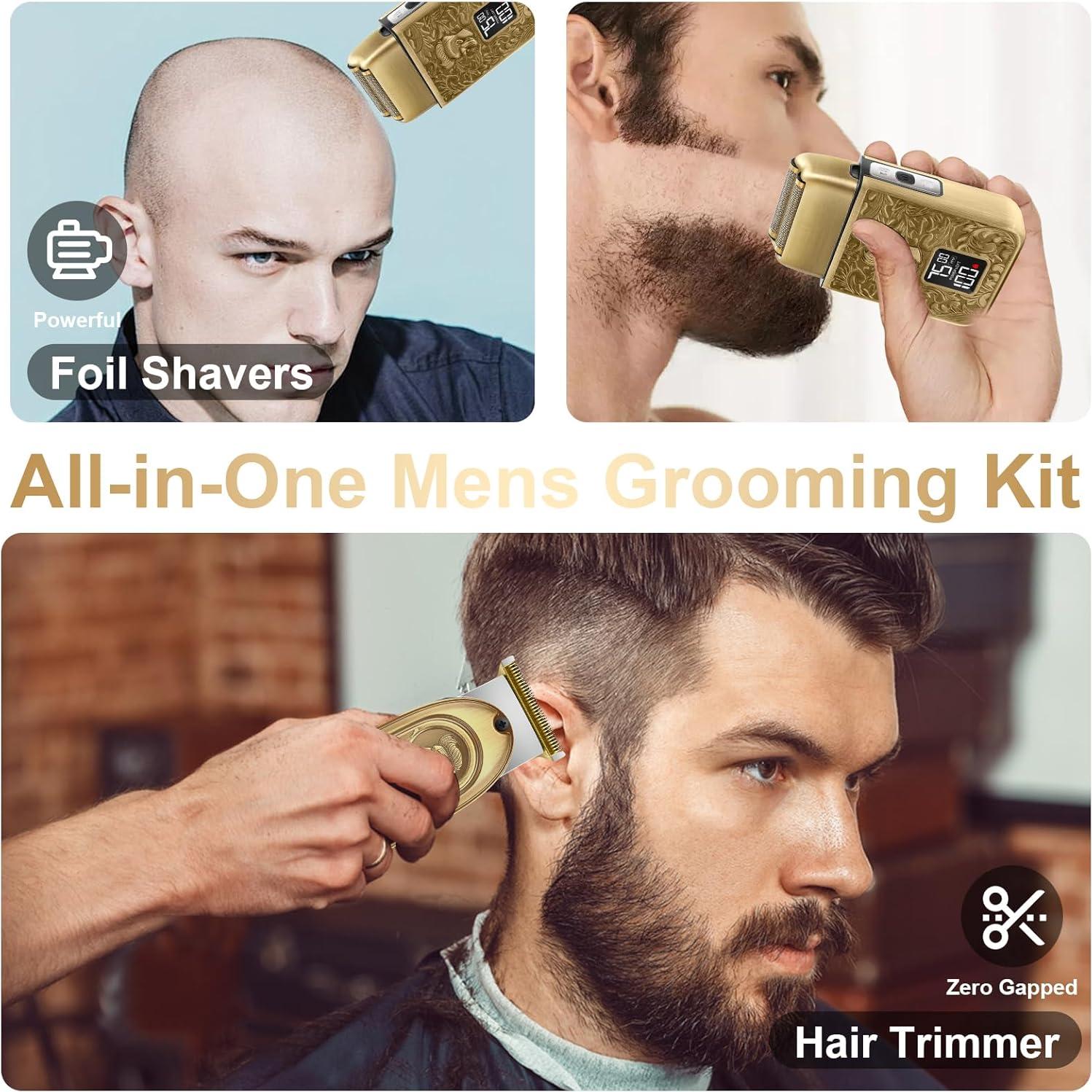 Kit de Afeitado Eléctrico Profesional GEC - 3 en 1, Cuchillas T de Titanio