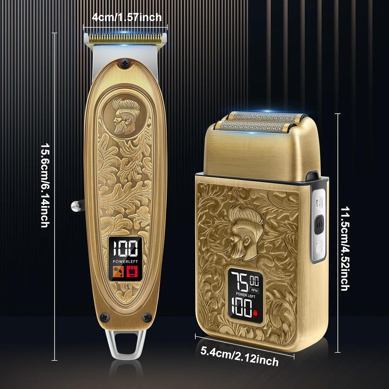 Kit de Afeitado Eléctrico Profesional GEC - 3 en 1, Cuchillas T de Titanio