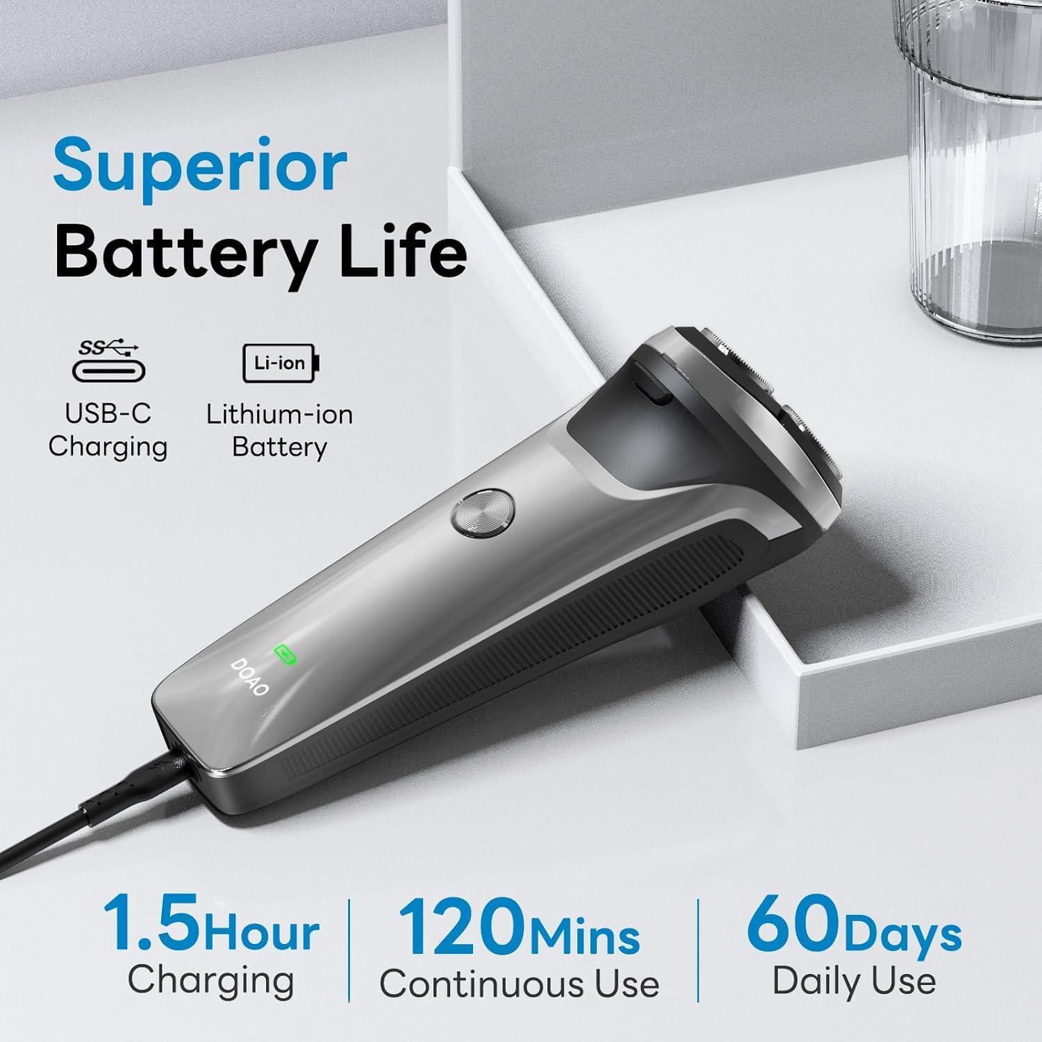 Afeitadora eléctrica DOAO A3 Pro 2 en 1 impermeable recargable