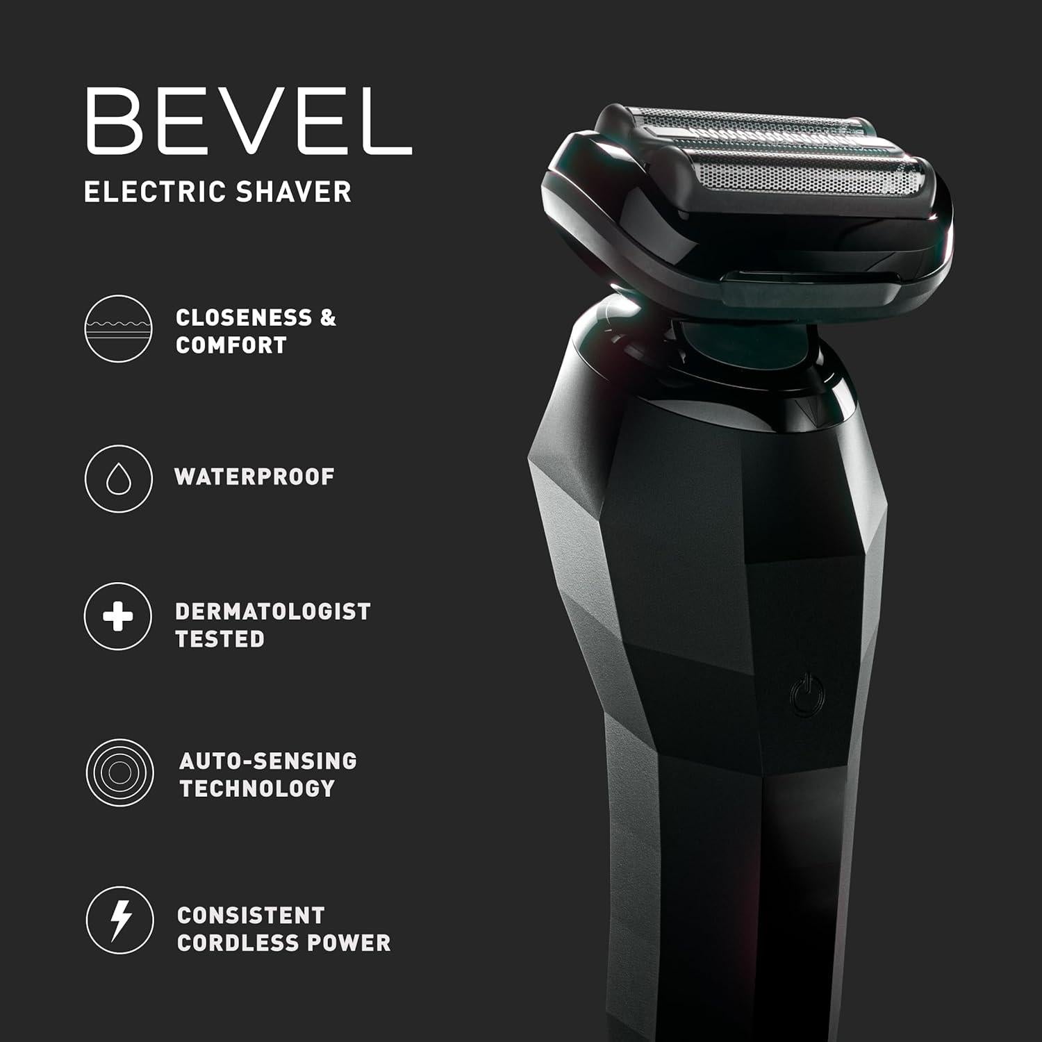 Afeitadora Eléctrica Bevel para Hombres, Impermeable, Carga Rápida