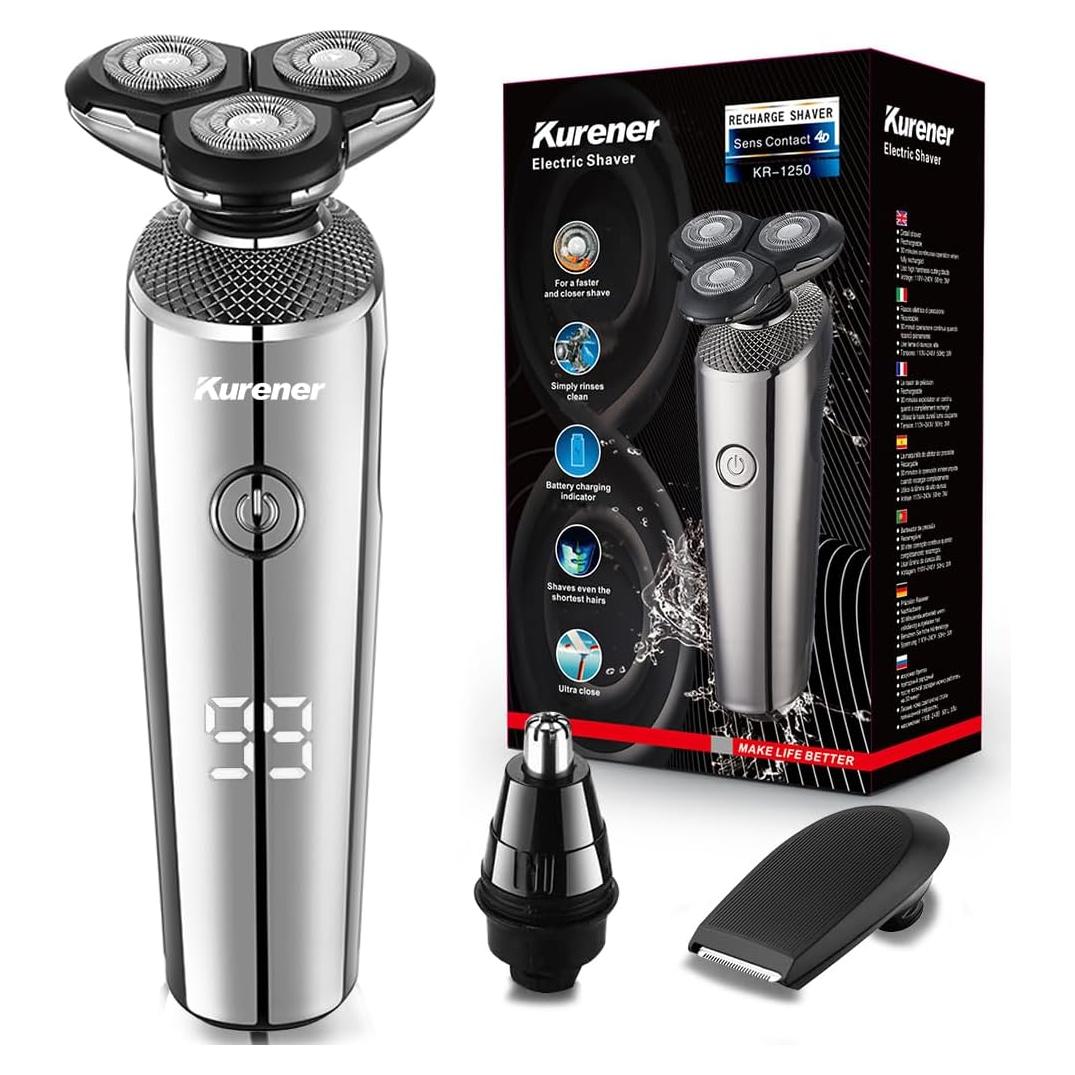 Afeitadora eléctrica Kurener KR1290 3 en 1 recargable húmeda/seca