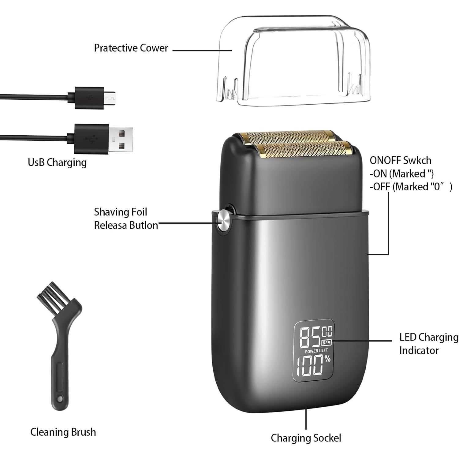 Afeitadora eléctrica Senduzll 3 velocidades IPX7 para hombres