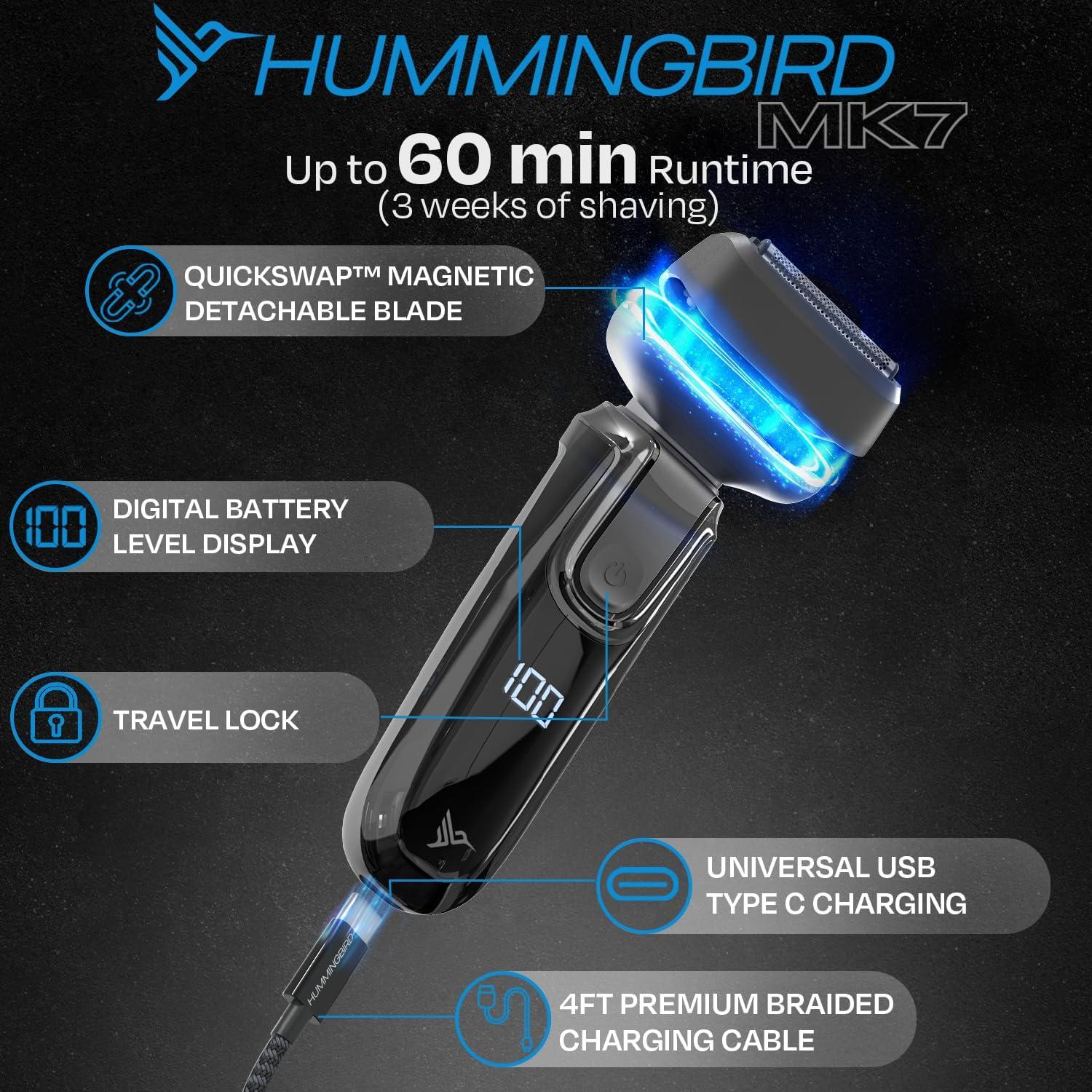 Afeitadora Eléctrica Hummingbird MK7 4 Cuchillas USB-C Impermeable
