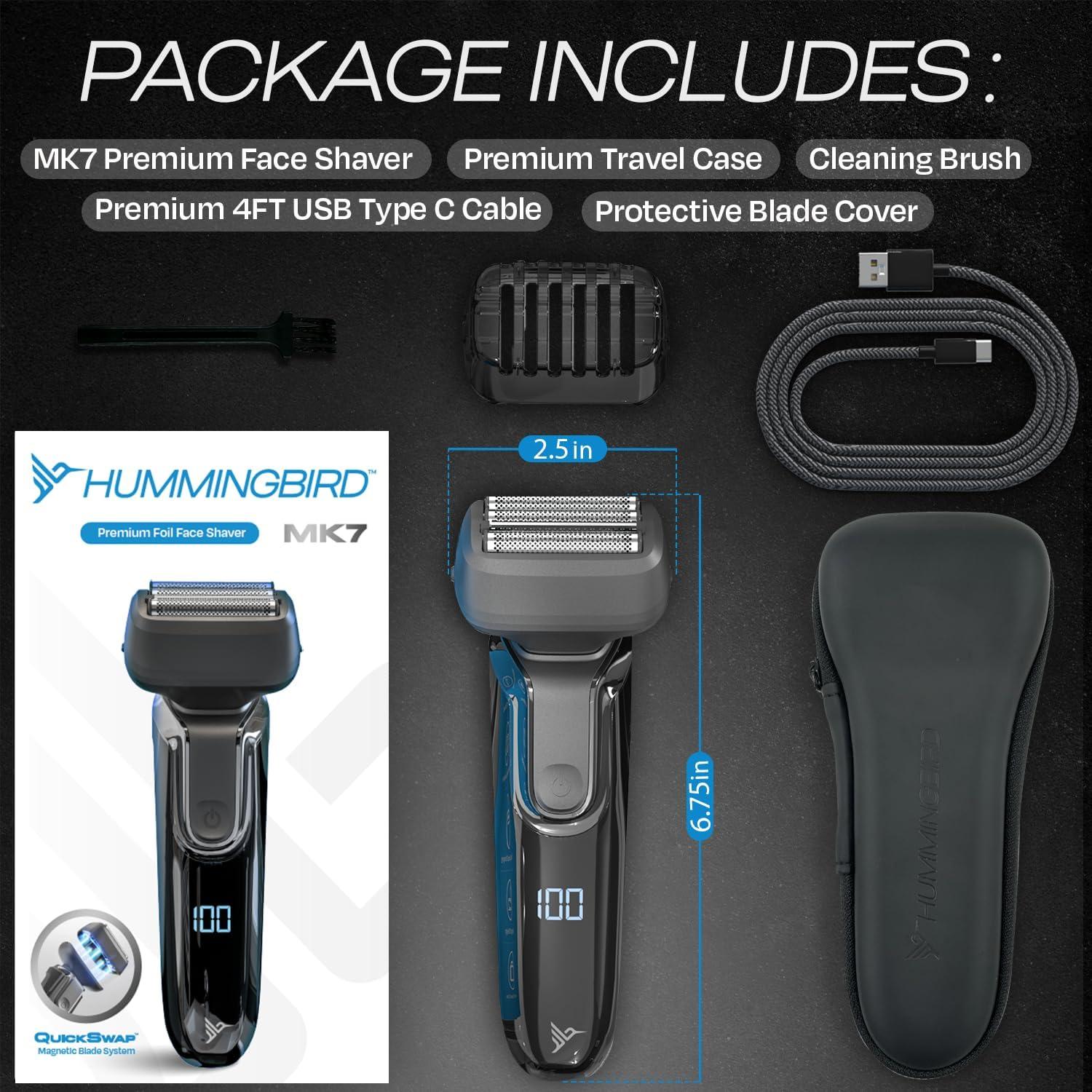 Afeitadora Eléctrica Hummingbird MK7 4 Cuchillas USB-C Impermeable