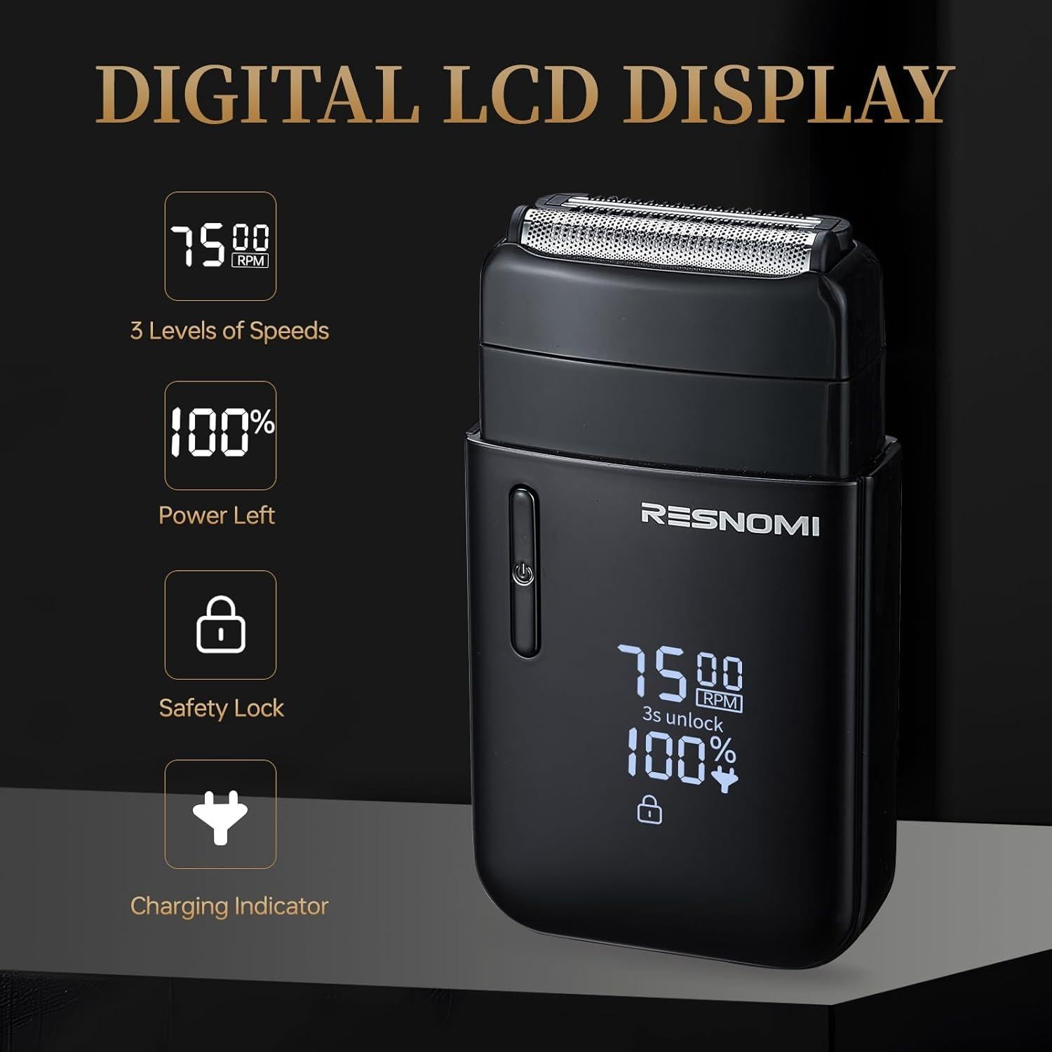 Afeitadora Eléctrica RESNOMI para Hombres, IPX7, 2 Cuchillas