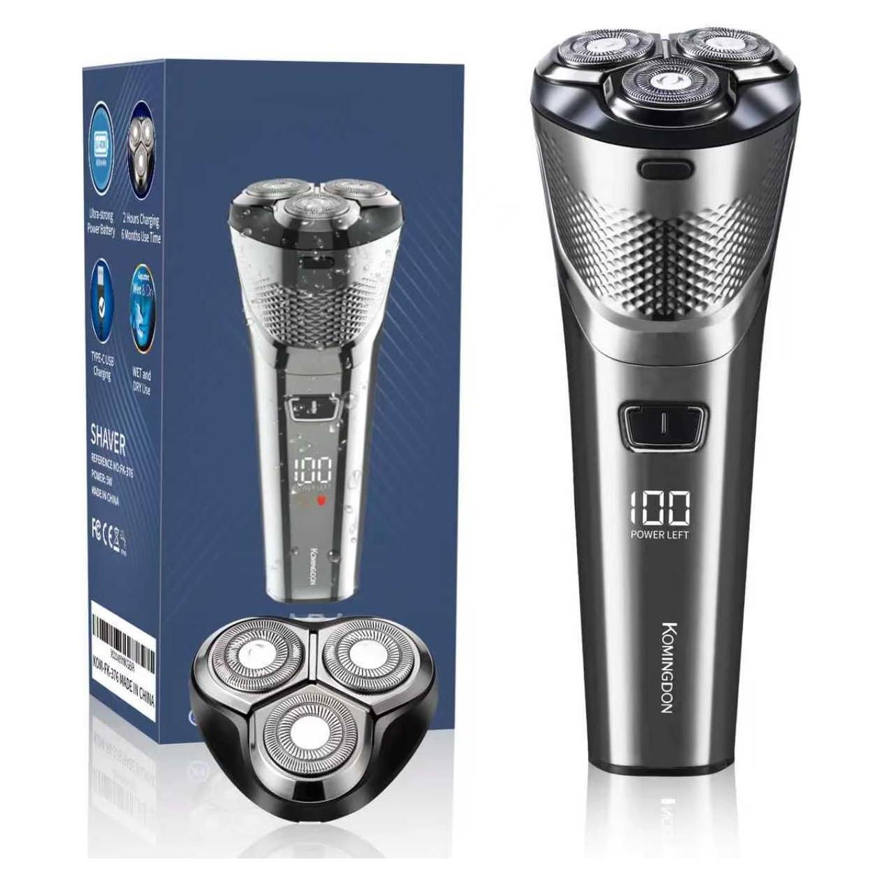 Afeitadora eléctrica KOMINGDON FK-376 USB-C, 3D, a prueba de agua