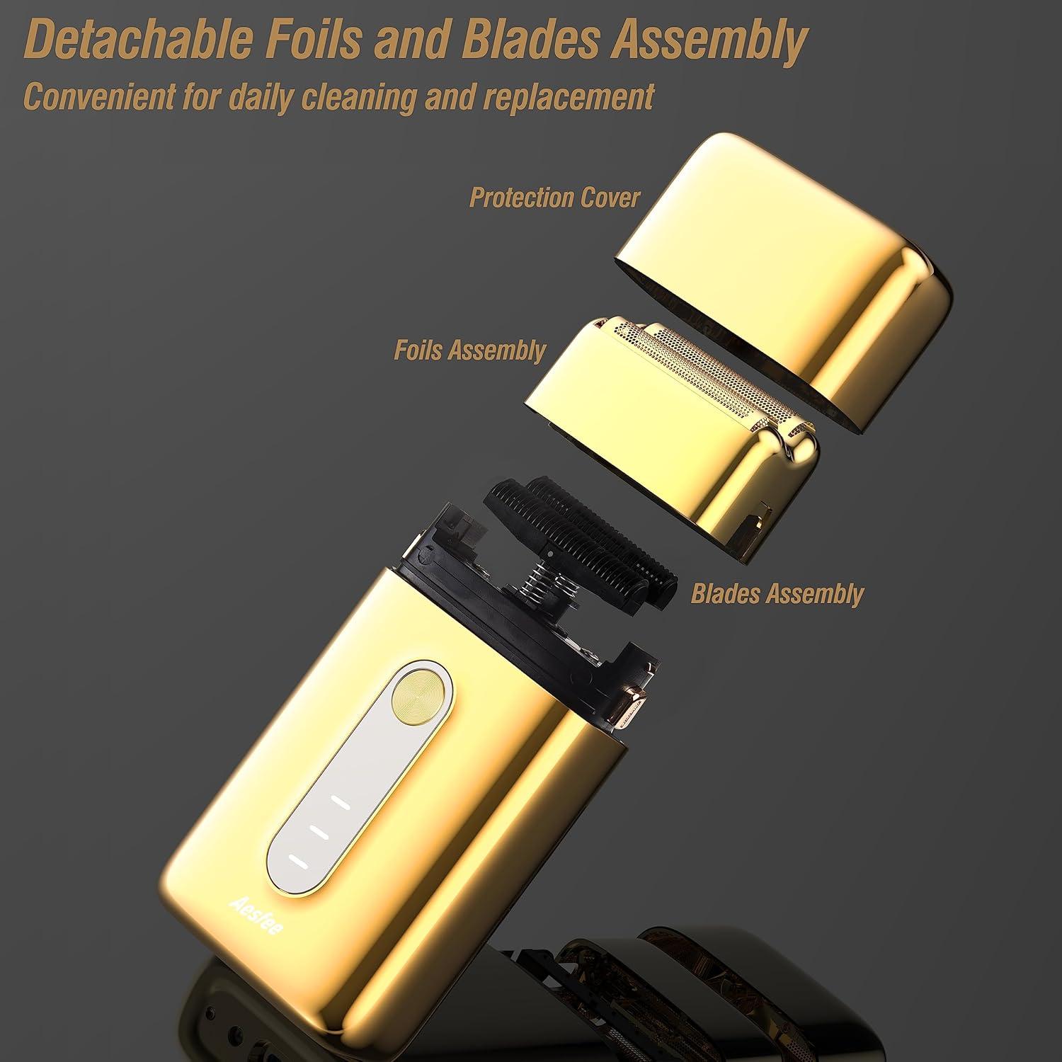 Afeitadora eléctrica Aesfee AF-8058N para hombres - Doble lámina, recargable USB-C, a prueba de agua