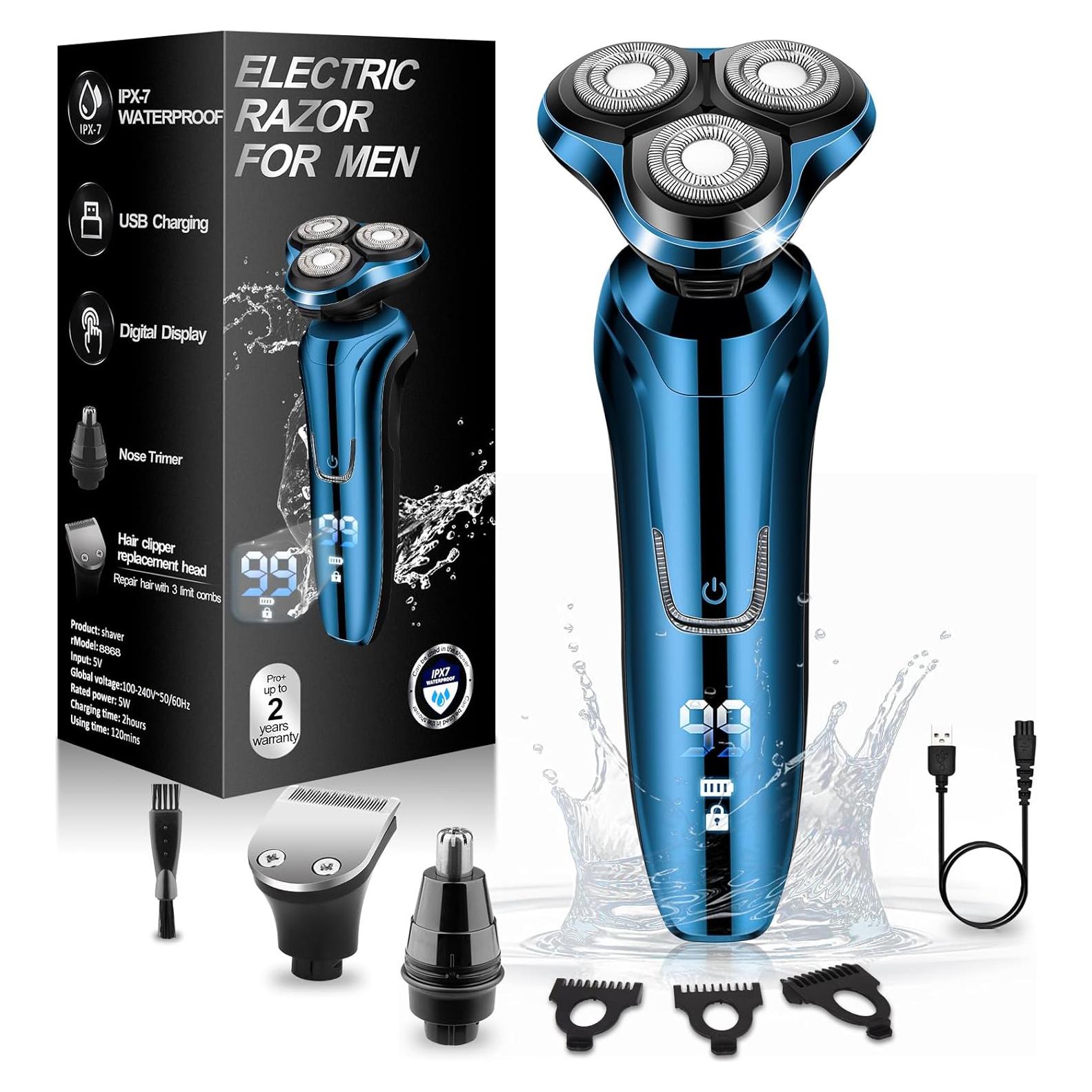 Afeitadora eléctrica Sakioo 100% impermeable con LED