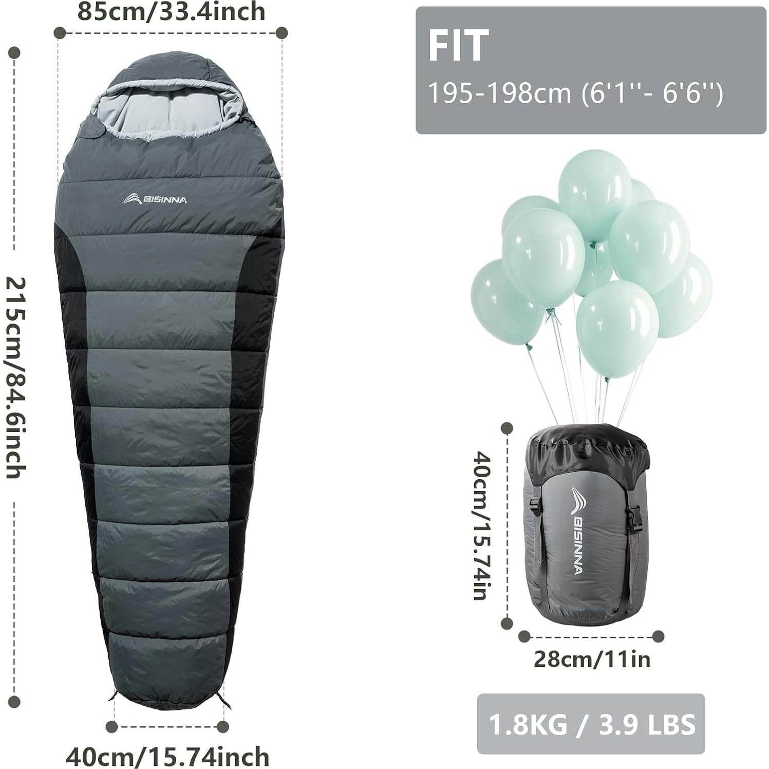 Saco de dormir tipo momia BISINNA SL093 para adultos -10 a 5°C
