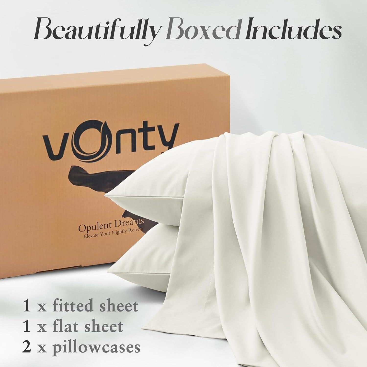 Juego de Sábanas King Vonty de Rayón Derivado de Bambú 4 Piezas