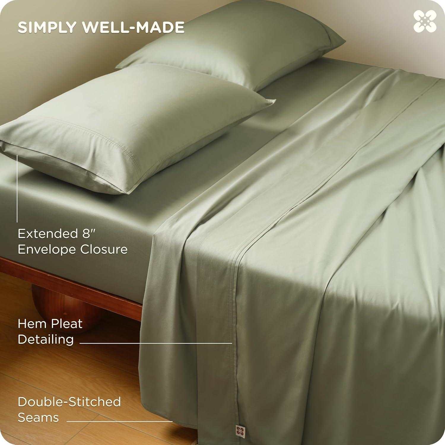 Juego de Sábanas Cooling Bedsure King Verde Salvia 60% Rayón