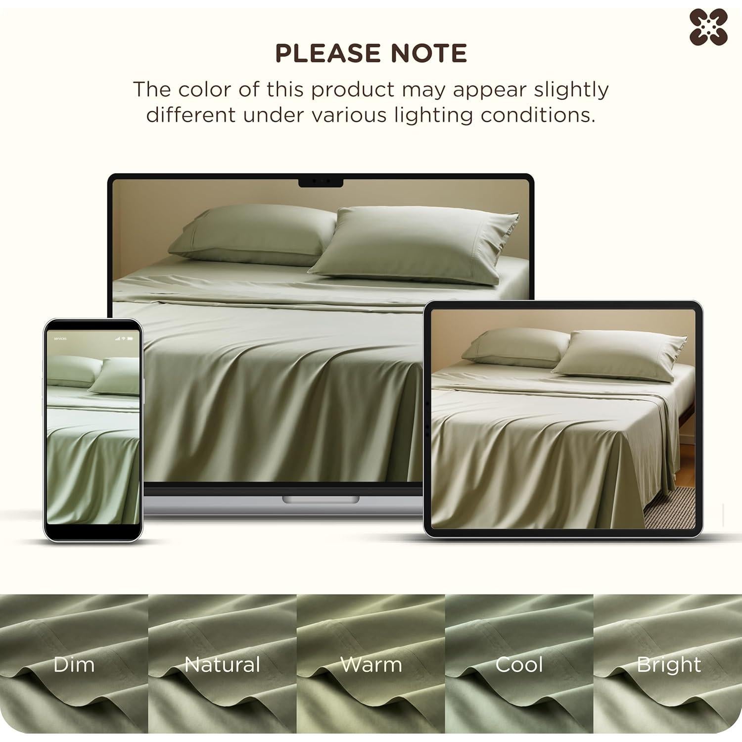 Juego de Sábanas Cooling Bedsure King Verde Salvia 60% Rayón