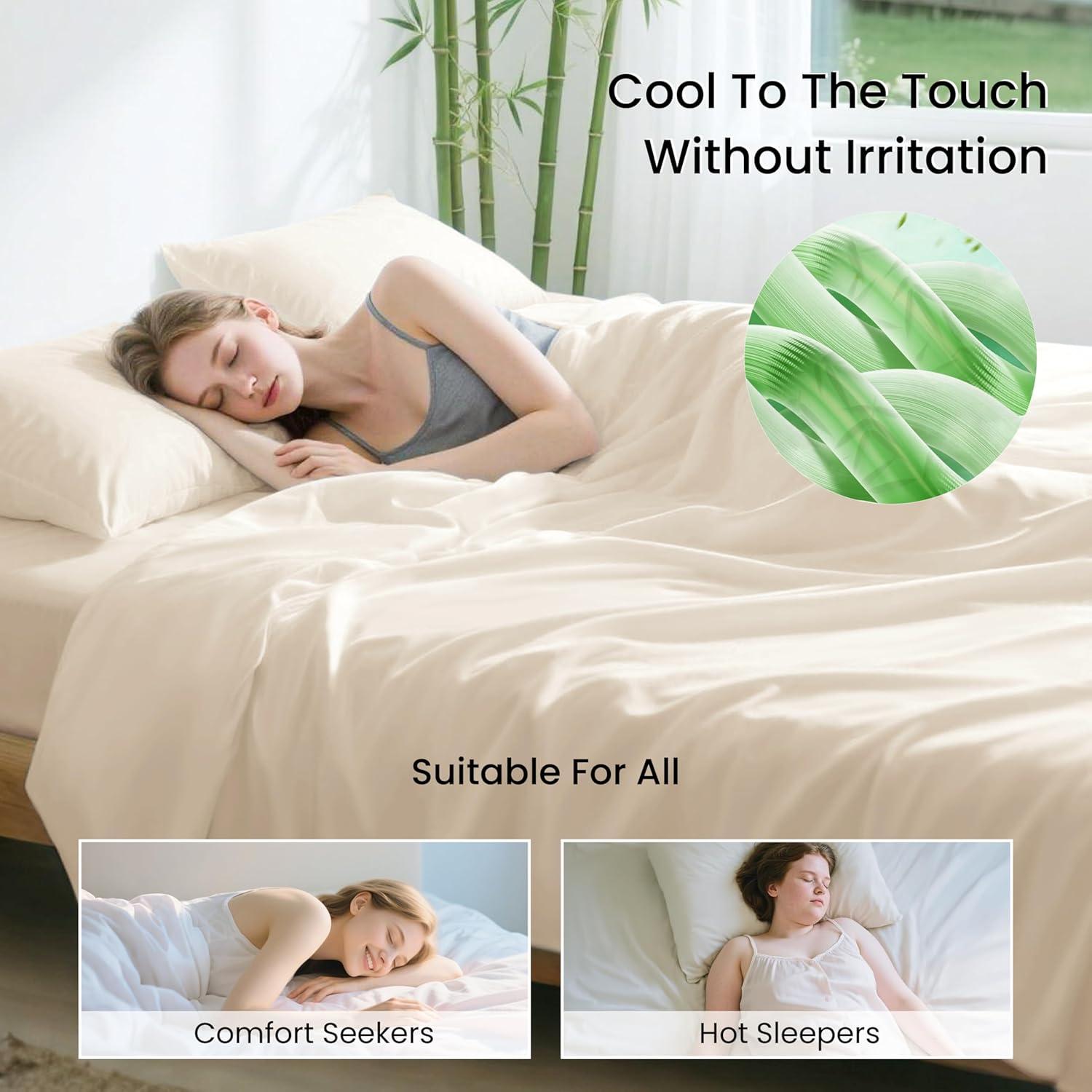 Juego de Sábanas Queen Love's Cabin 100% Rayón Bambú Beige