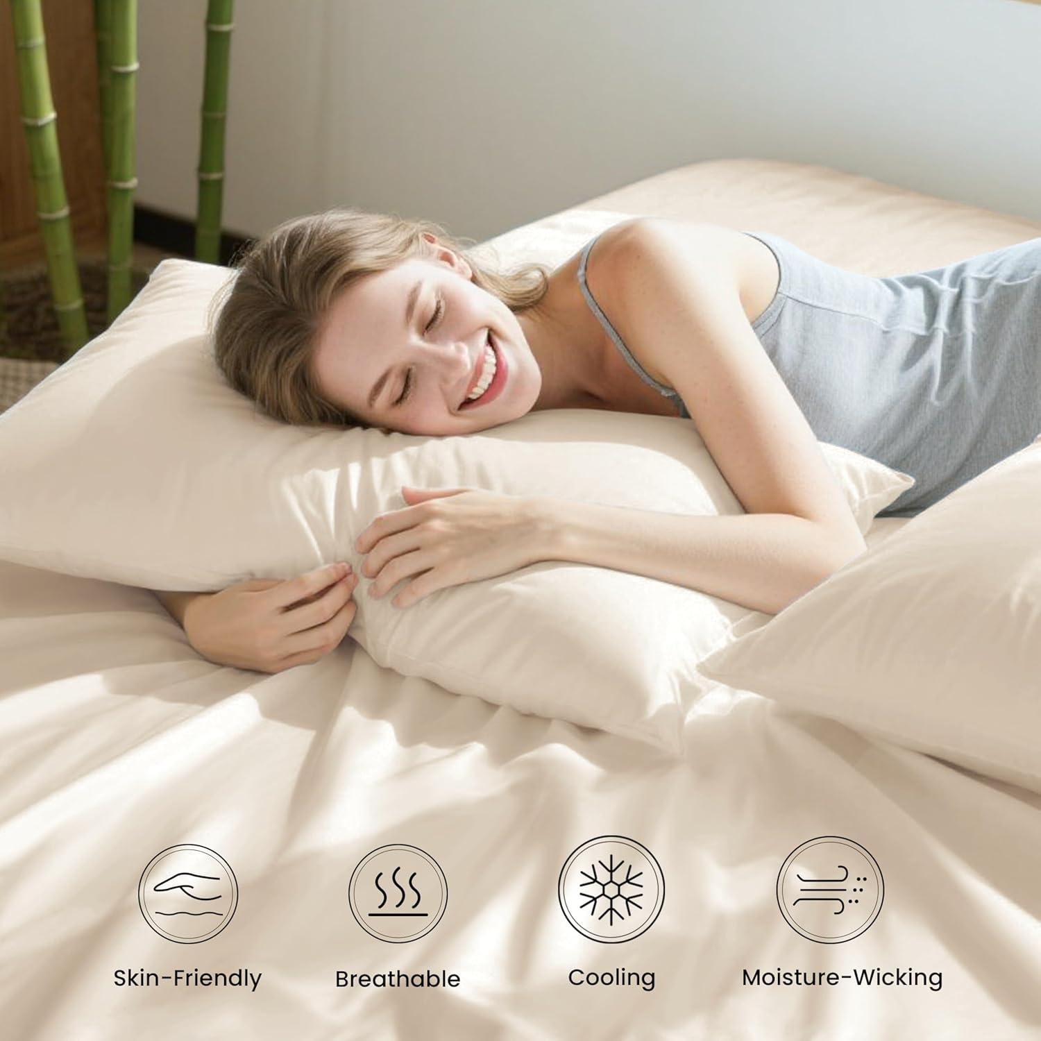 Juego de Sábanas Queen Love's Cabin 100% Rayón Bambú Beige