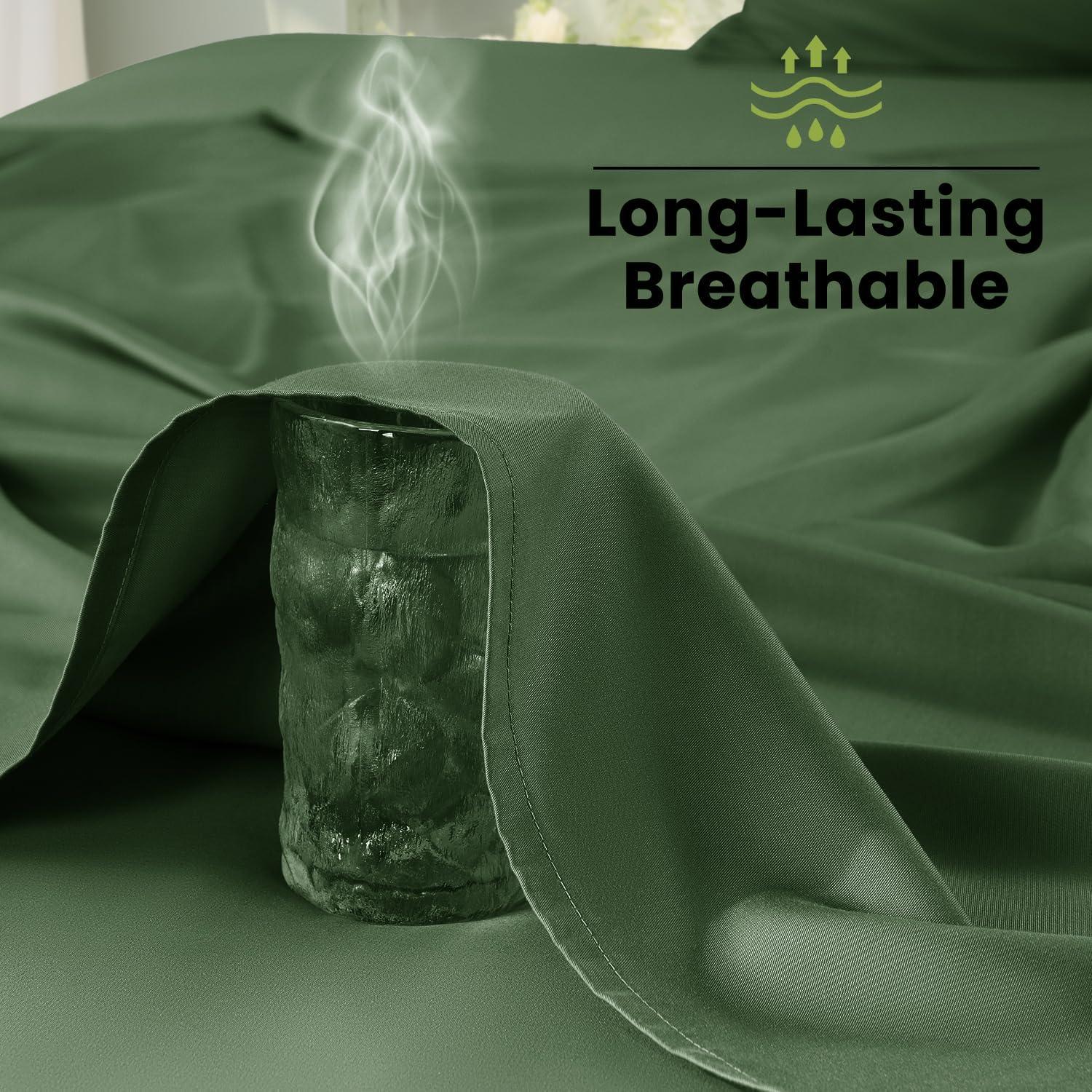 Juego de Sábanas Reina Shilucheng 100% Viscosa de Bambú Oliva