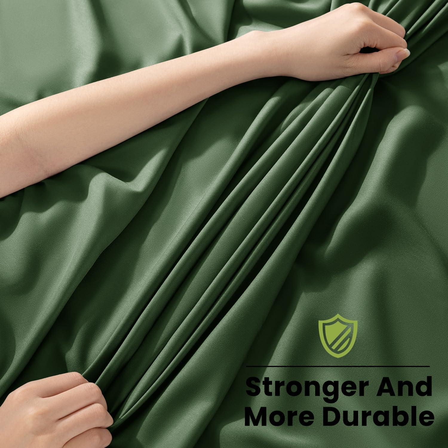 Juego de Sábanas Reina Shilucheng 100% Viscosa de Bambú Oliva