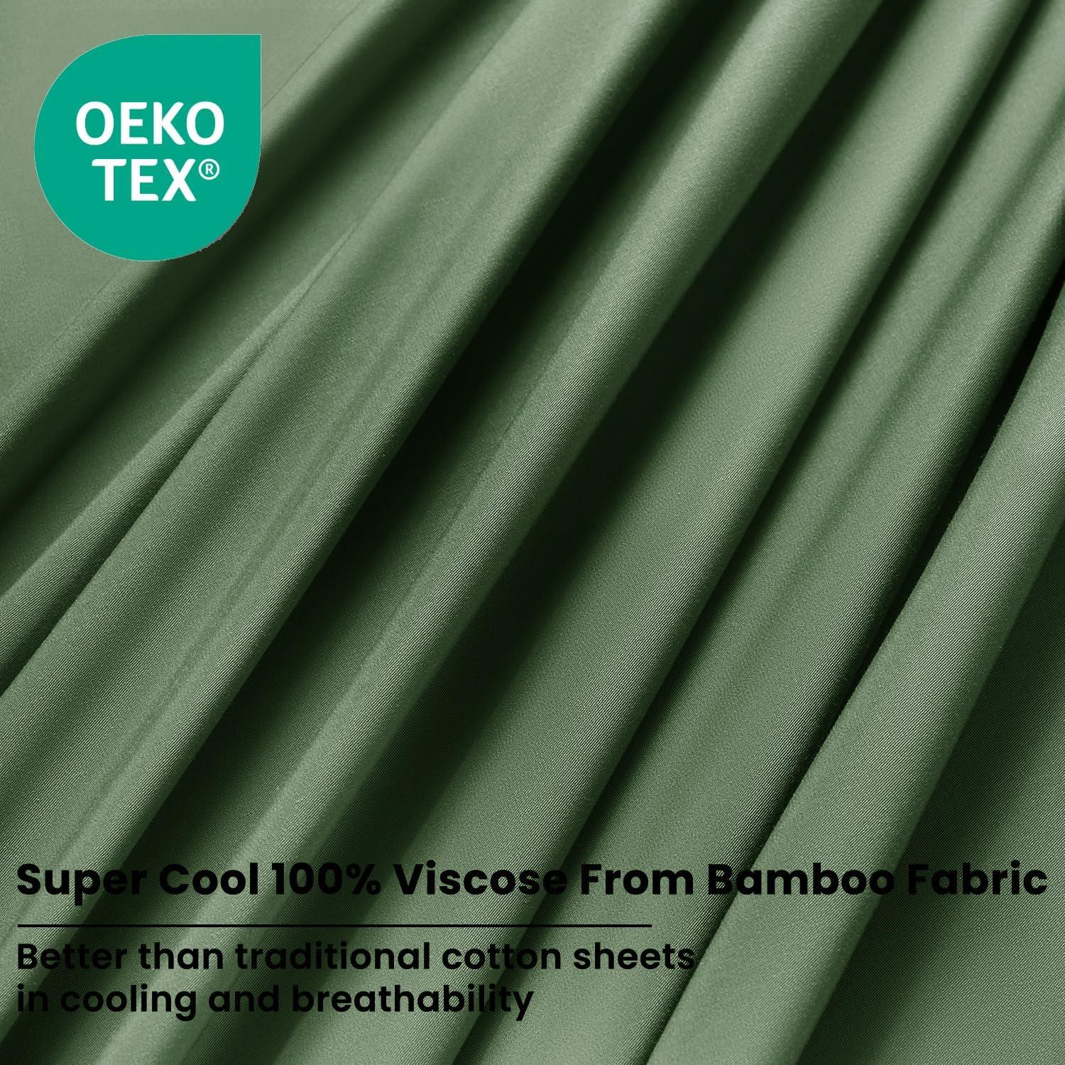Juego de Sábanas Reina Shilucheng 100% Viscosa de Bambú Oliva
