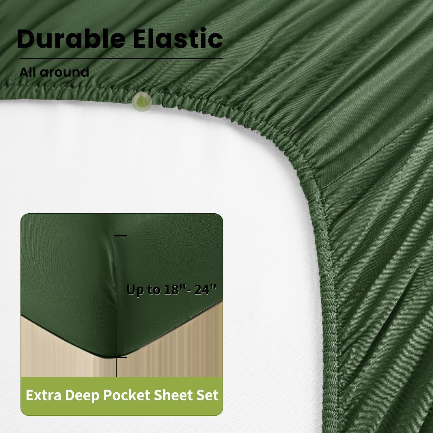 Juego de Sábanas Reina Shilucheng 100% Viscosa de Bambú Oliva