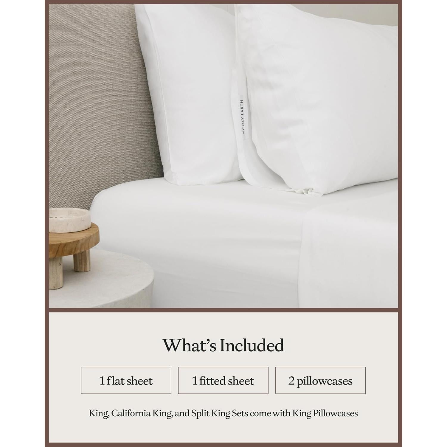 Juego de Sábanas Queen Cozy Earth - 100% Viscosa de Bambú, 4 Piezas