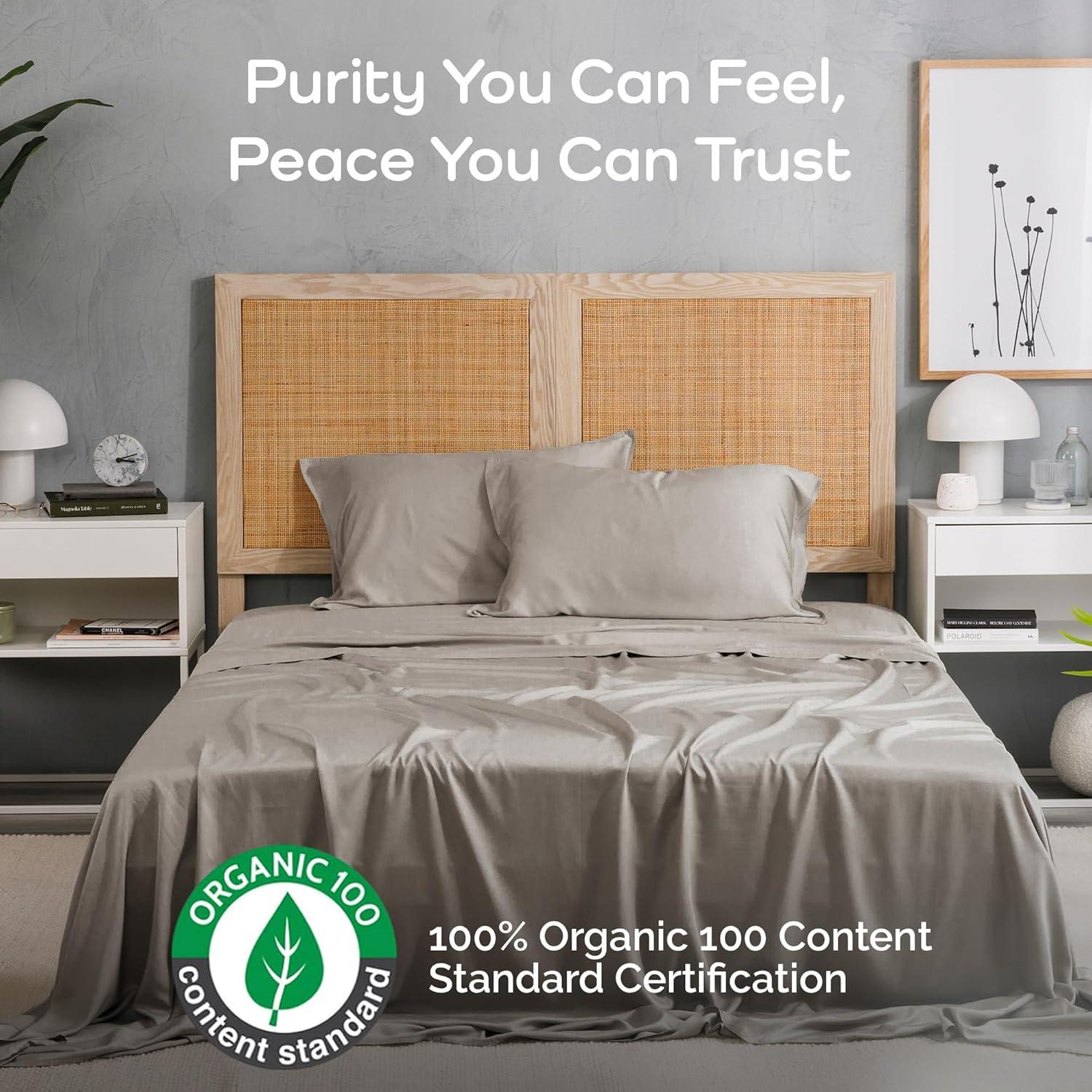 Juego de Sábanas Queen Bamtek 100% Viscosa de Bambú Arena