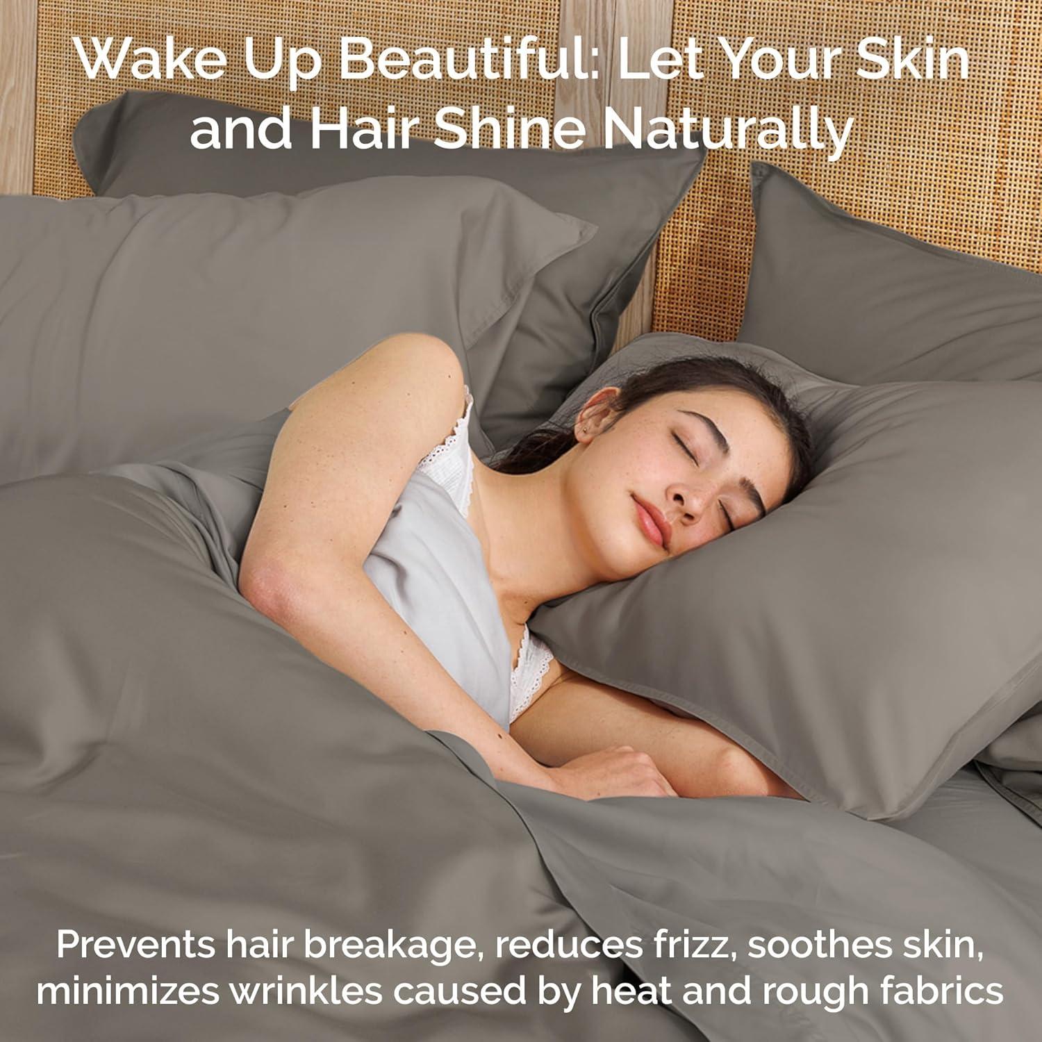 Juego de Sábanas Queen Bamtek 100% Viscosa de Bambú Arena