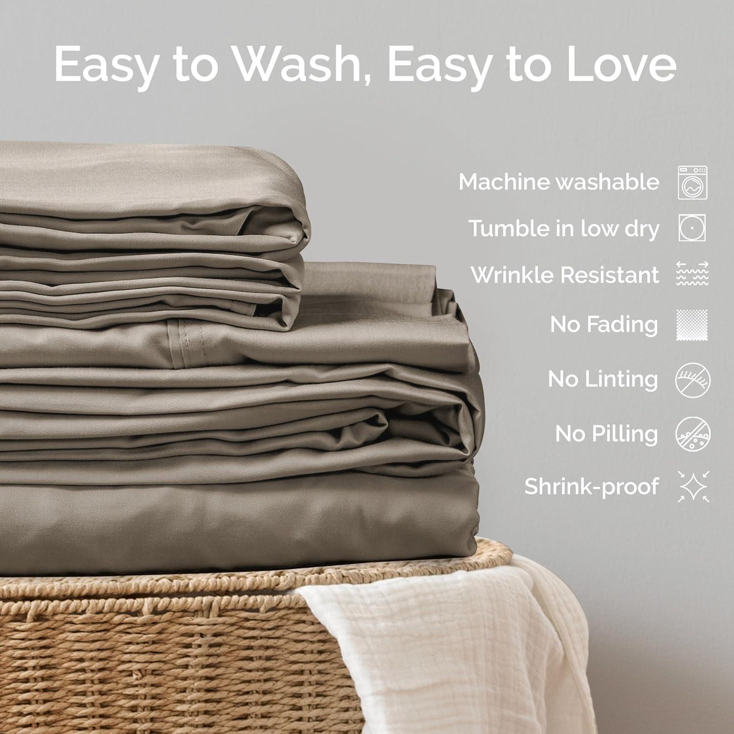 Juego de Sábanas Queen Bamtek 100% Viscosa de Bambú Arena