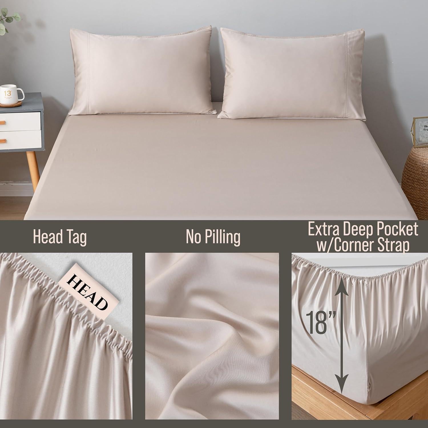 Sábana Ajustable King Bella Coterie Viscosa de Bambú 400 Hilos