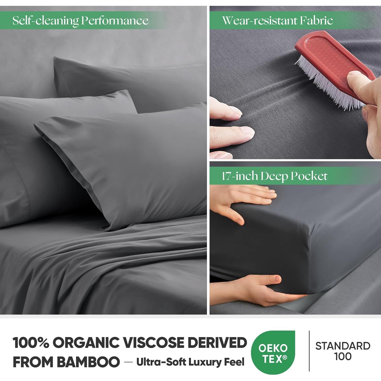 Juego de Sábanas Rey GroundBam 100% Viscosa Orgánica Plata