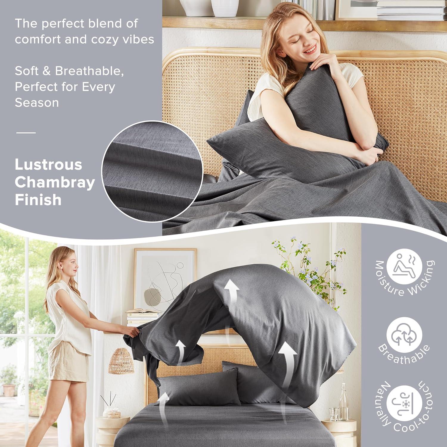 Juego de Sábanas Refrigerantes Comfort Spaces Reina 4 Piezas Gris