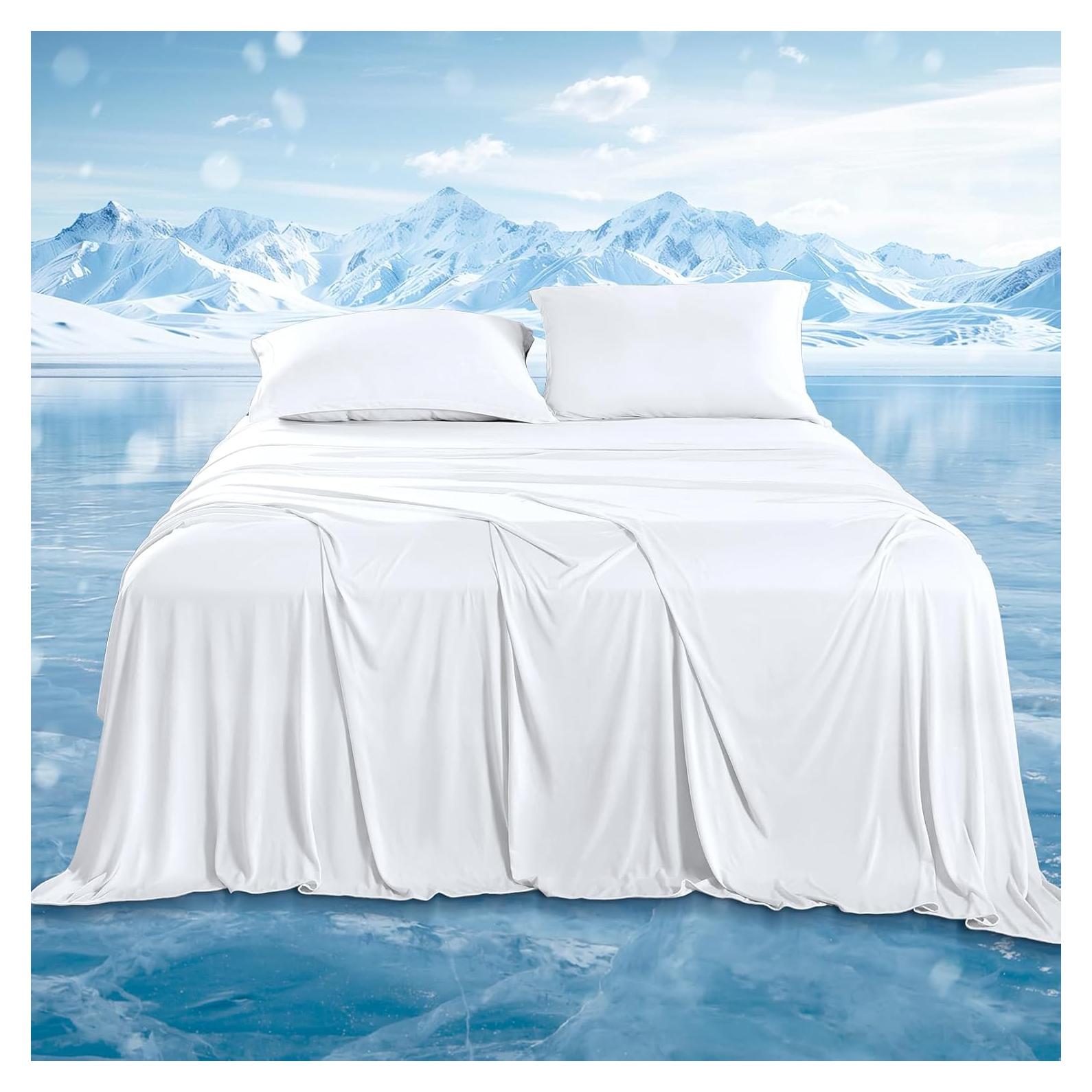 Juego de Sábanas Refrigerantes DOWNCOOL King, 4 Piezas, Blanco