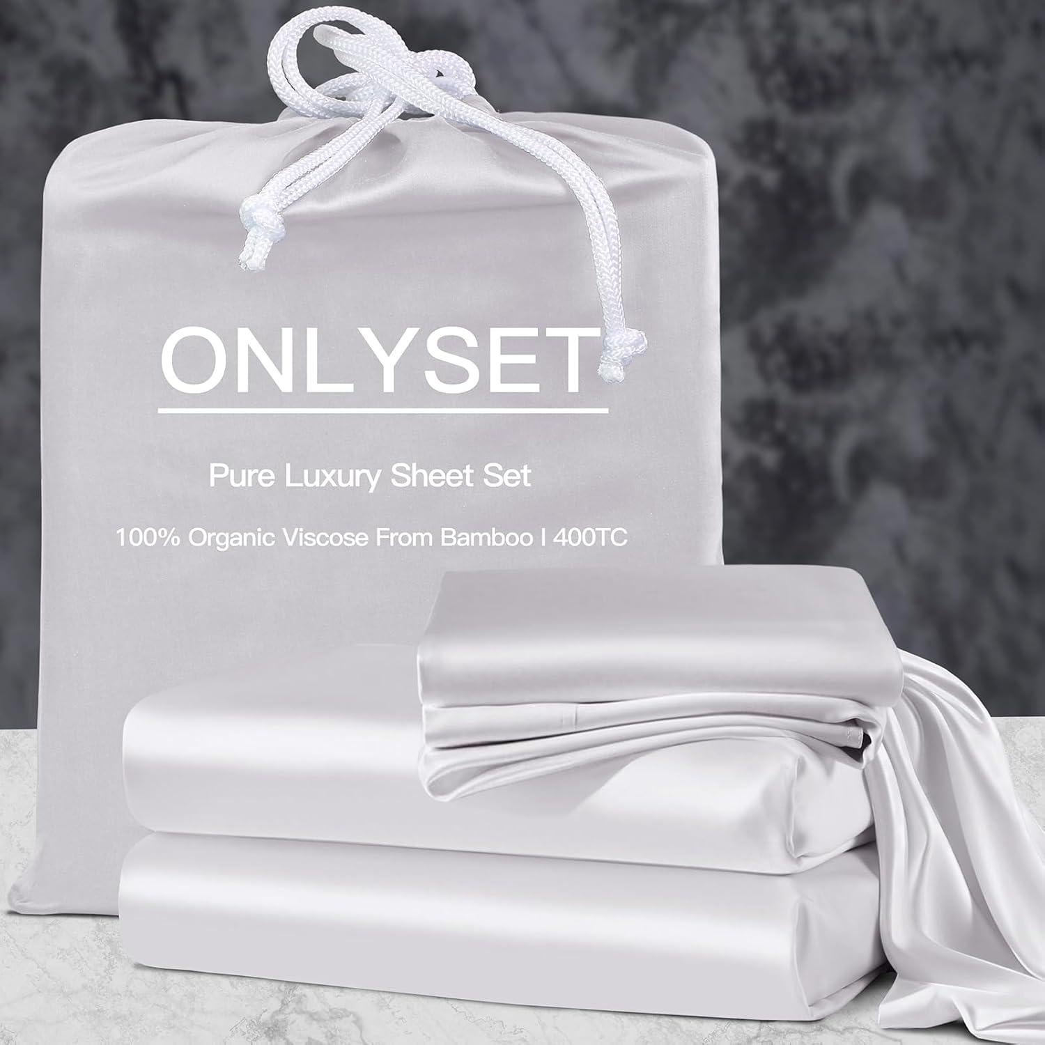Juego de Sábanas King OnlySet 100% Viscosa Bambú 4 Piezas