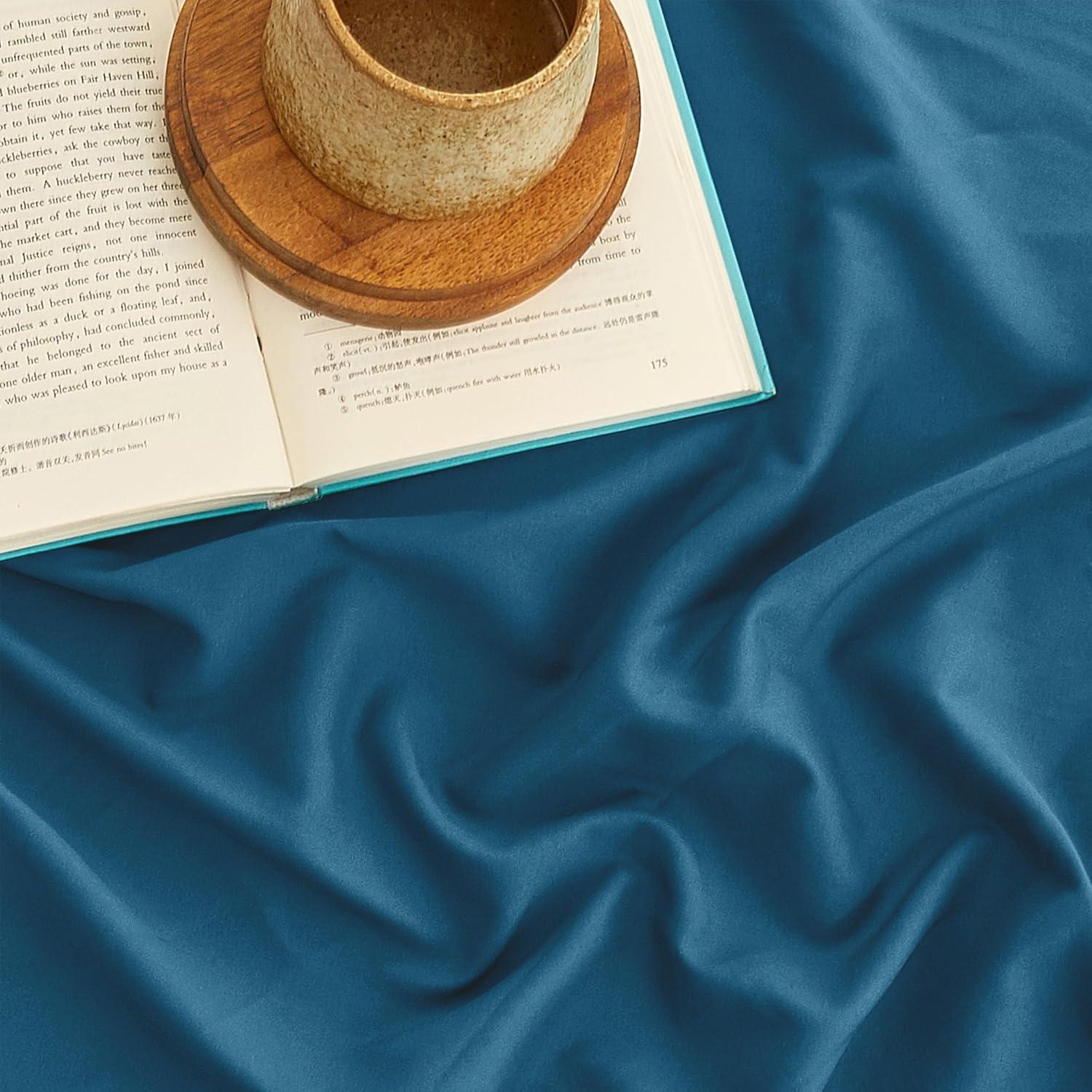 Juego de Sábanas Reina 6pcs MICORAL 60% Microfibra Azul Real