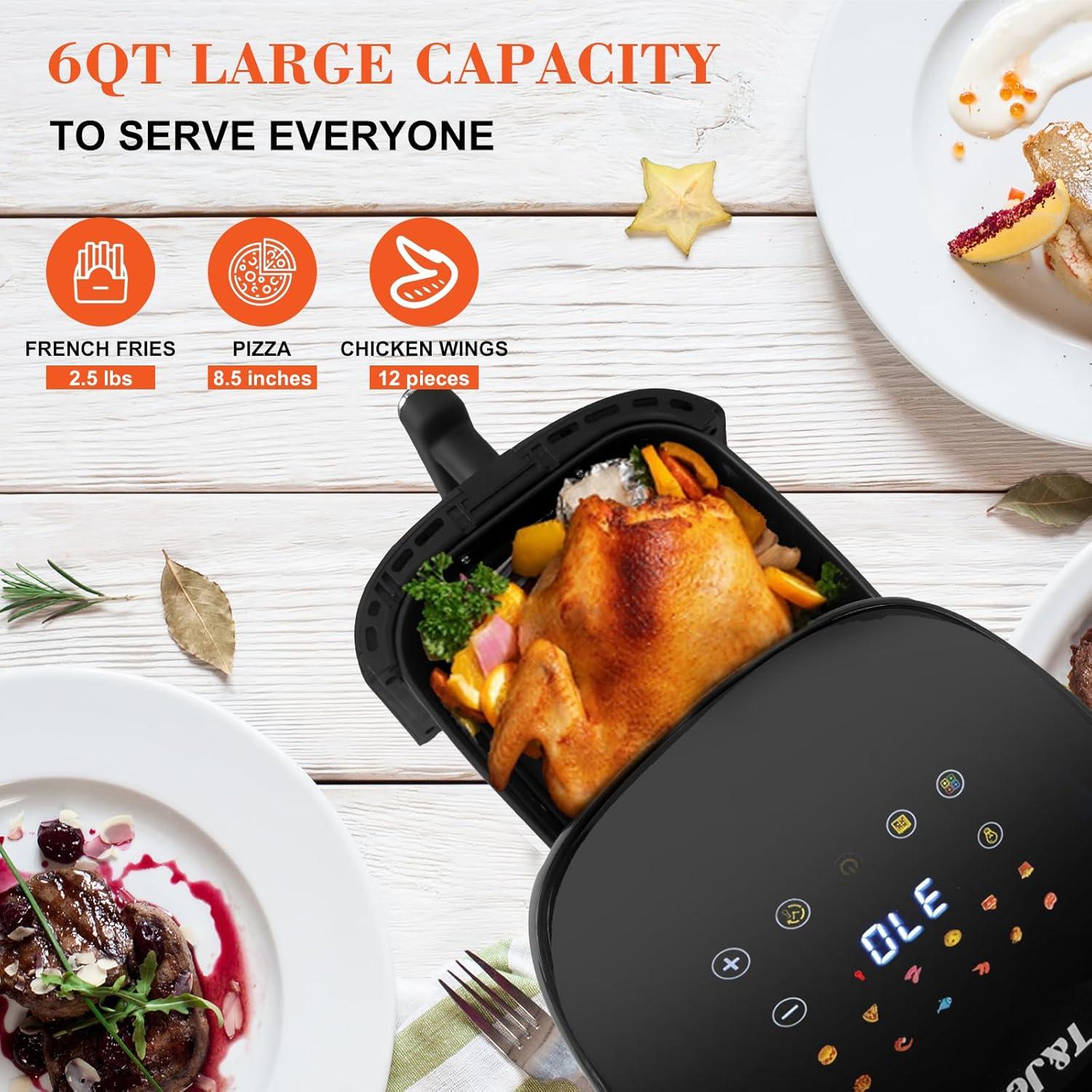 Horno Tostador Freidora de Aire T&Jero 6 QT Acero Inoxidable