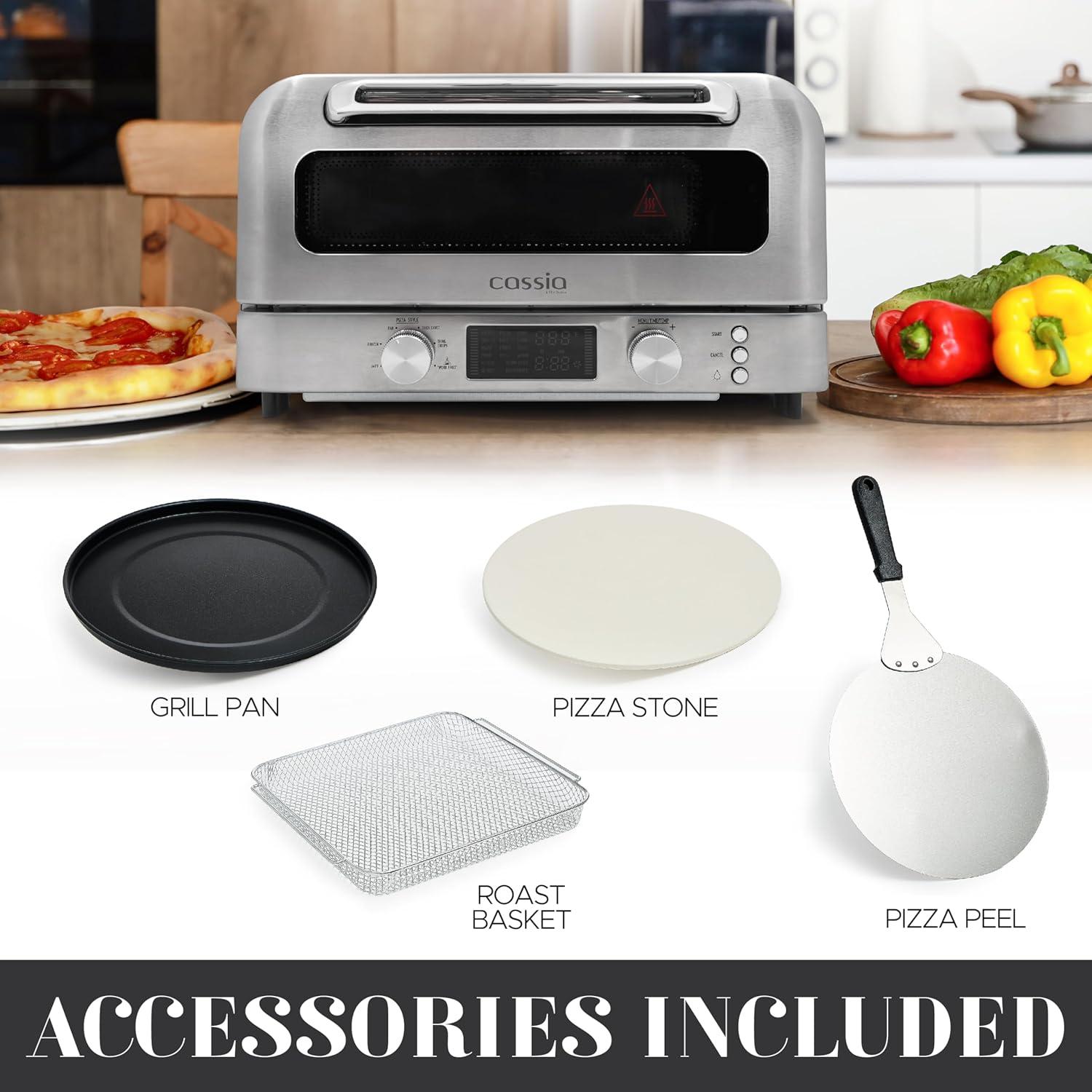 Horno de Pizza Eléctrico Cassia 20L 1800W Acero Inoxidable