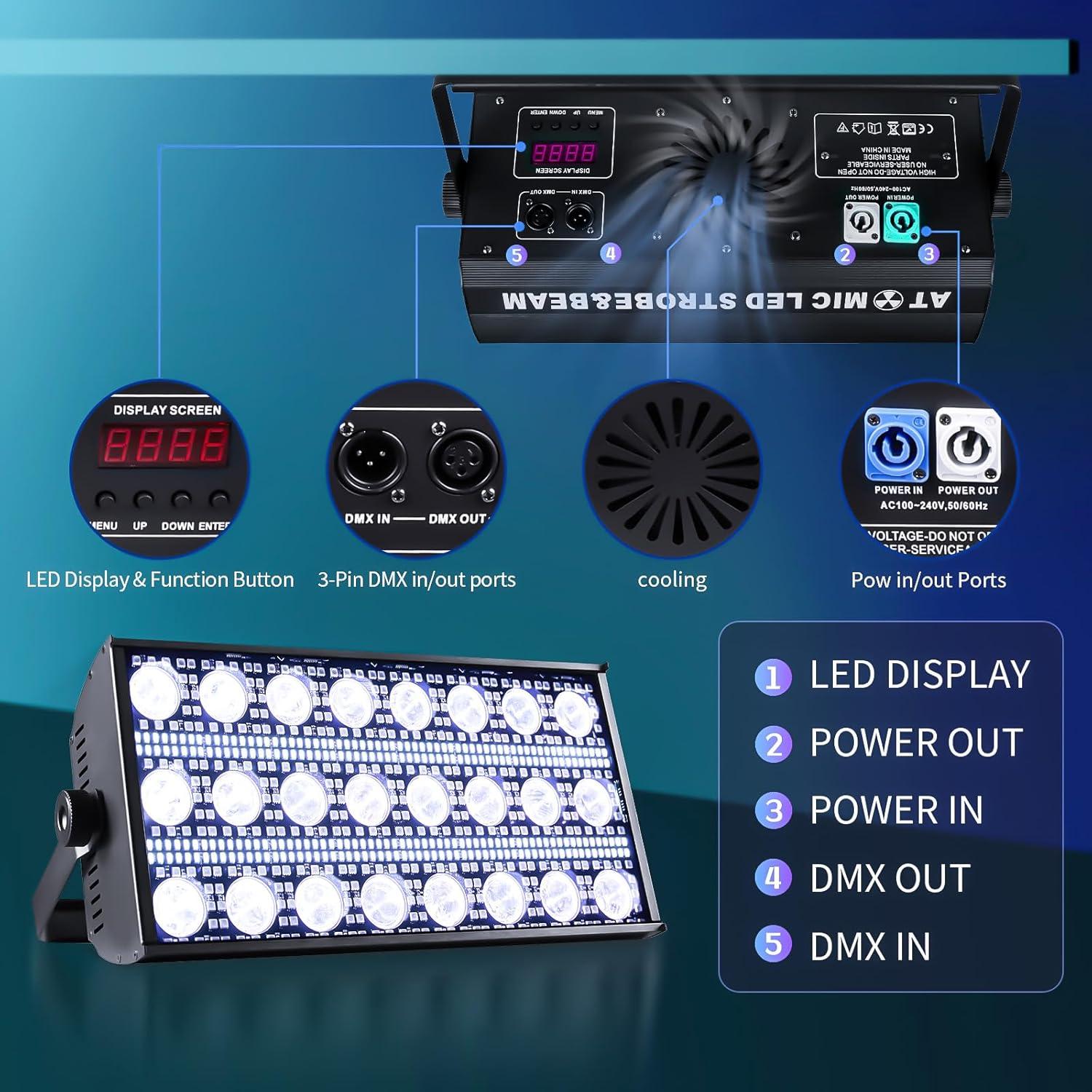 Barra de Luz Estroboscópica LED XFALIGHTS 300W RGBW DMX