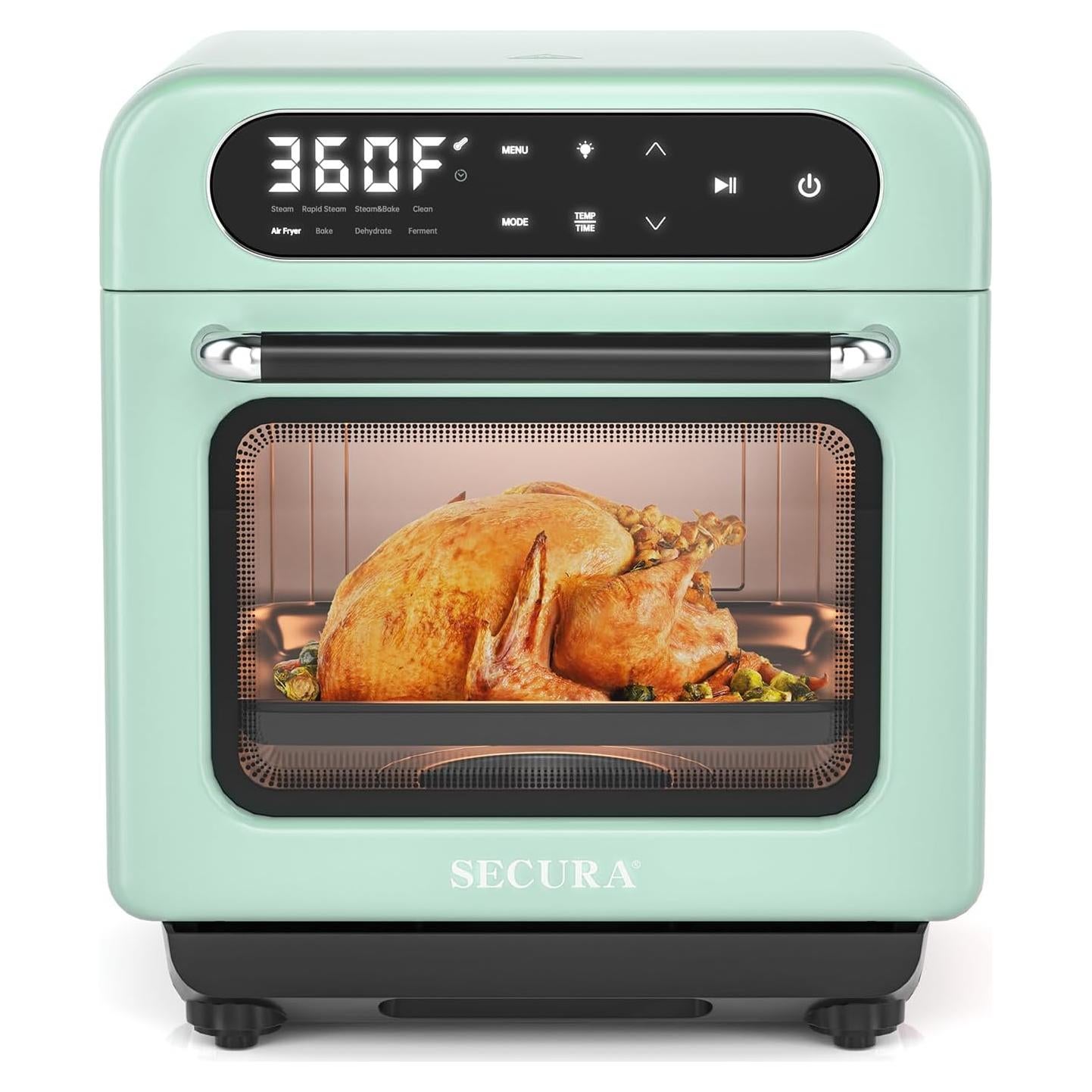 Horno de Aire Multifuncional Secura 13QT Verde Menta 8 en 1