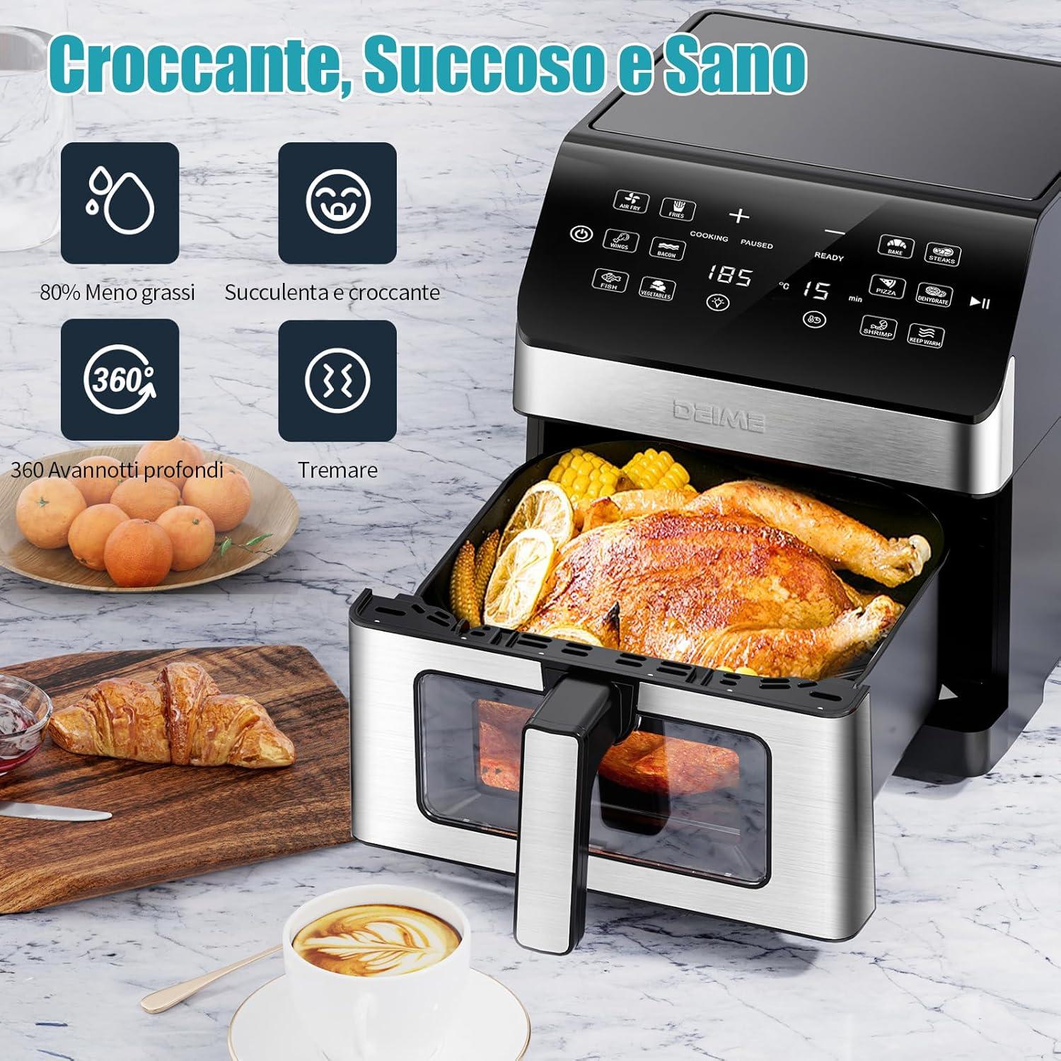 Freidora de Aire DEIME 6.5 QT 1700W 12-en-1 Saludable